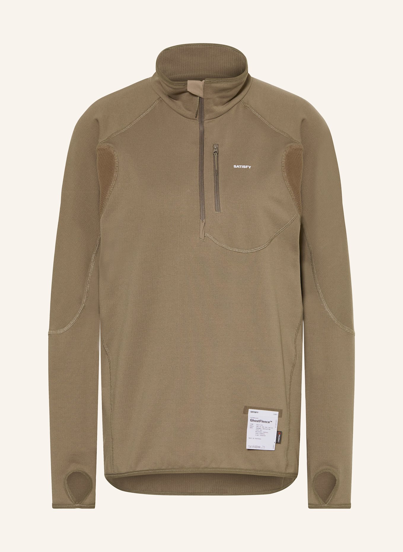 SATISFY Laufshirt GHOSTFLEECE™ HALF ZIPP: TAUPE