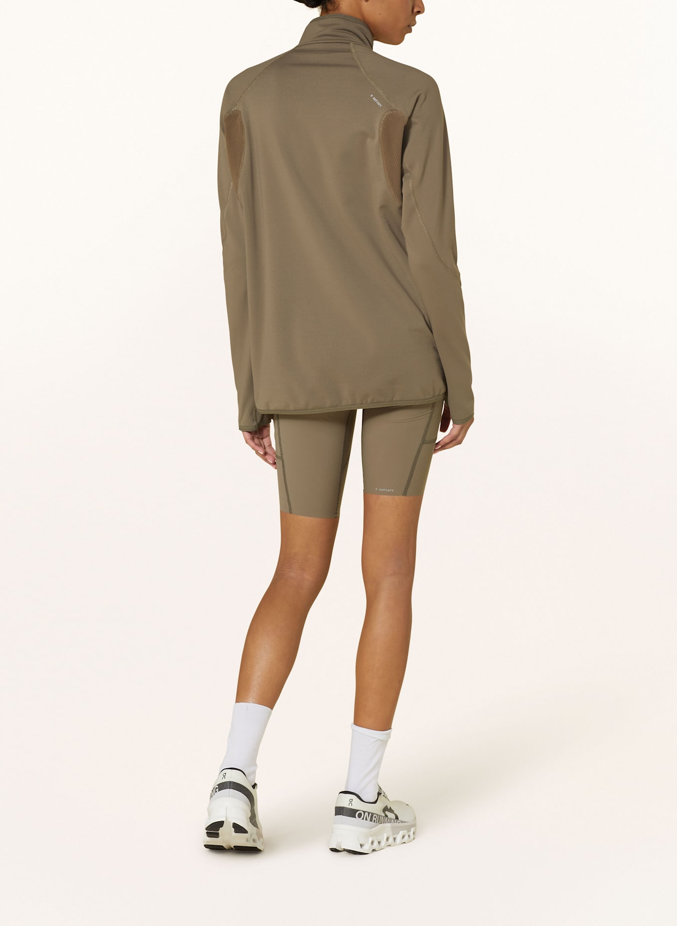 SATISFY Laufshirt GHOSTFLEECE™ HALF ZIPP: TAUPE