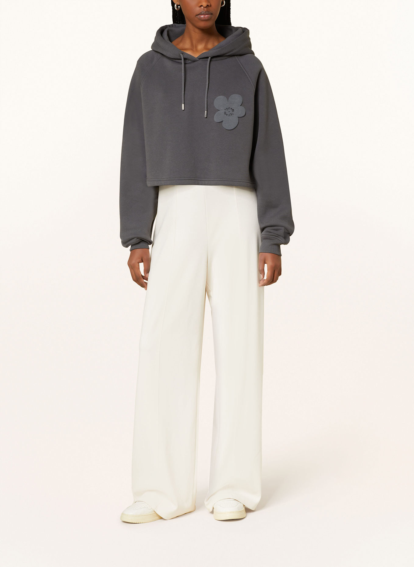 OH APRIL KOA cropped hoodie: DARK GRAY