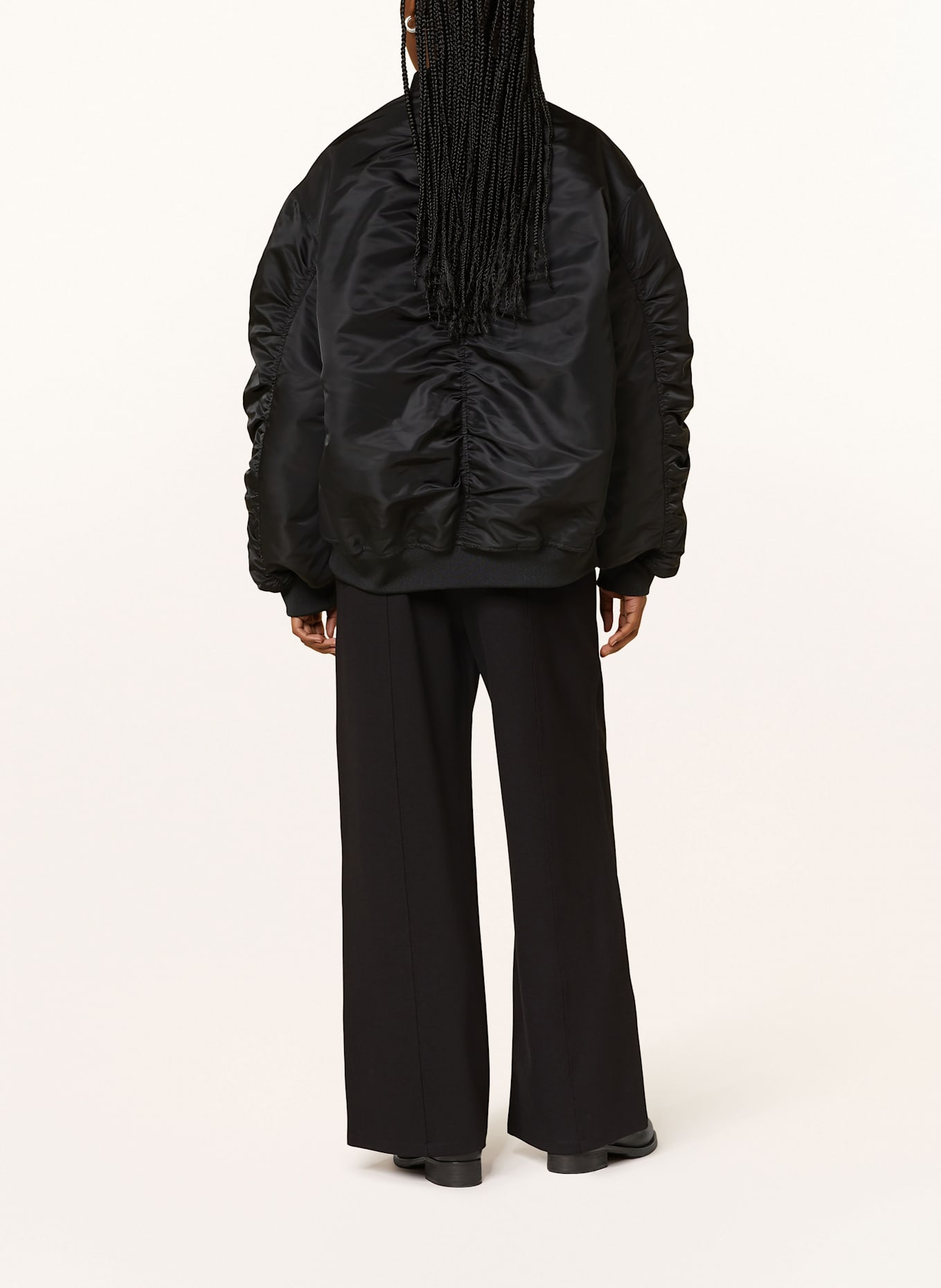 OH APRIL RUNE reversible bomber jacket, Color: BLACK/ BEIGE/ DARK BROWN (Image 3)