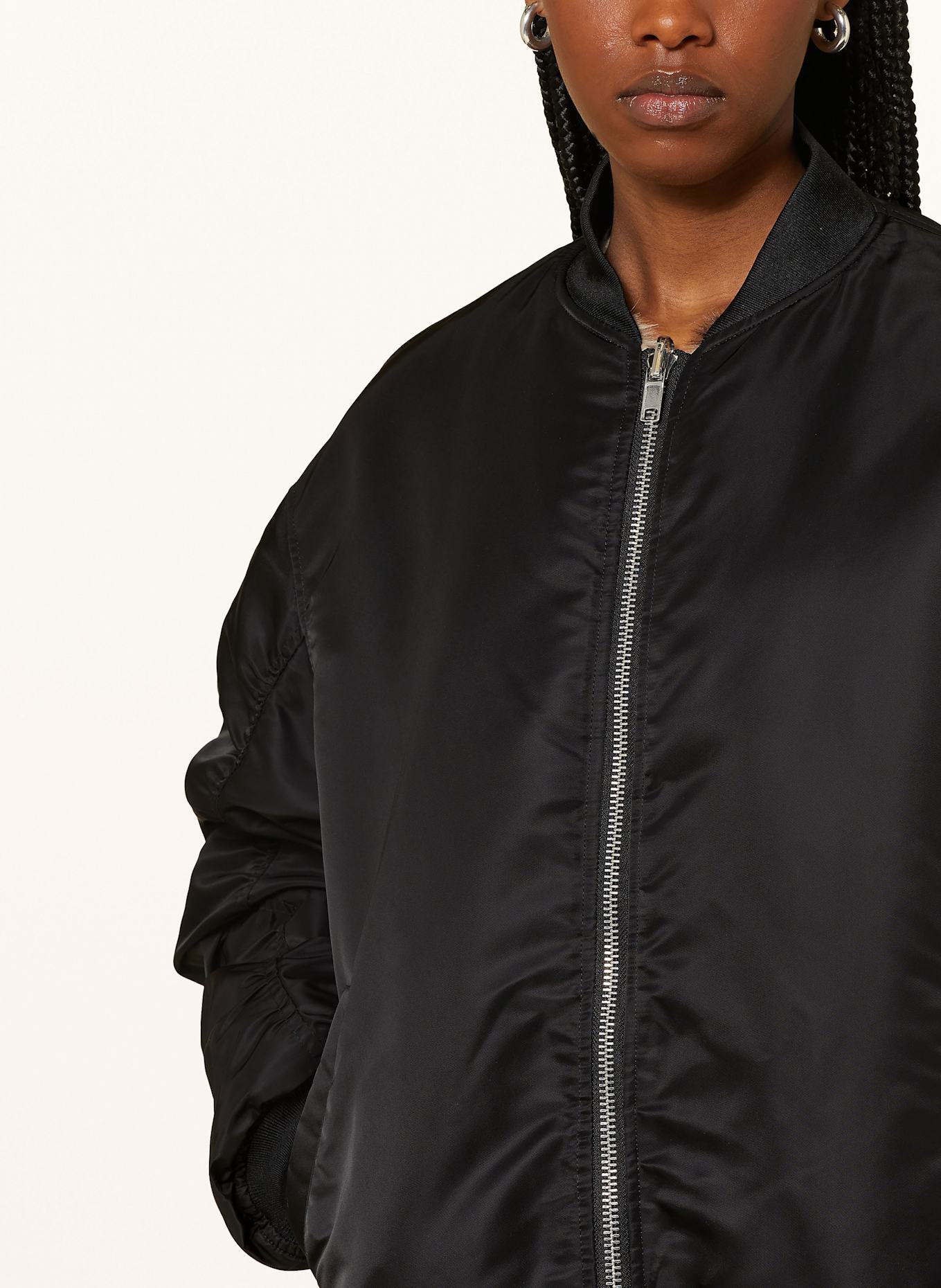 OH APRIL RUNE reversible bomber jacket, Color: BLACK/ BEIGE/ DARK BROWN (Image 4)