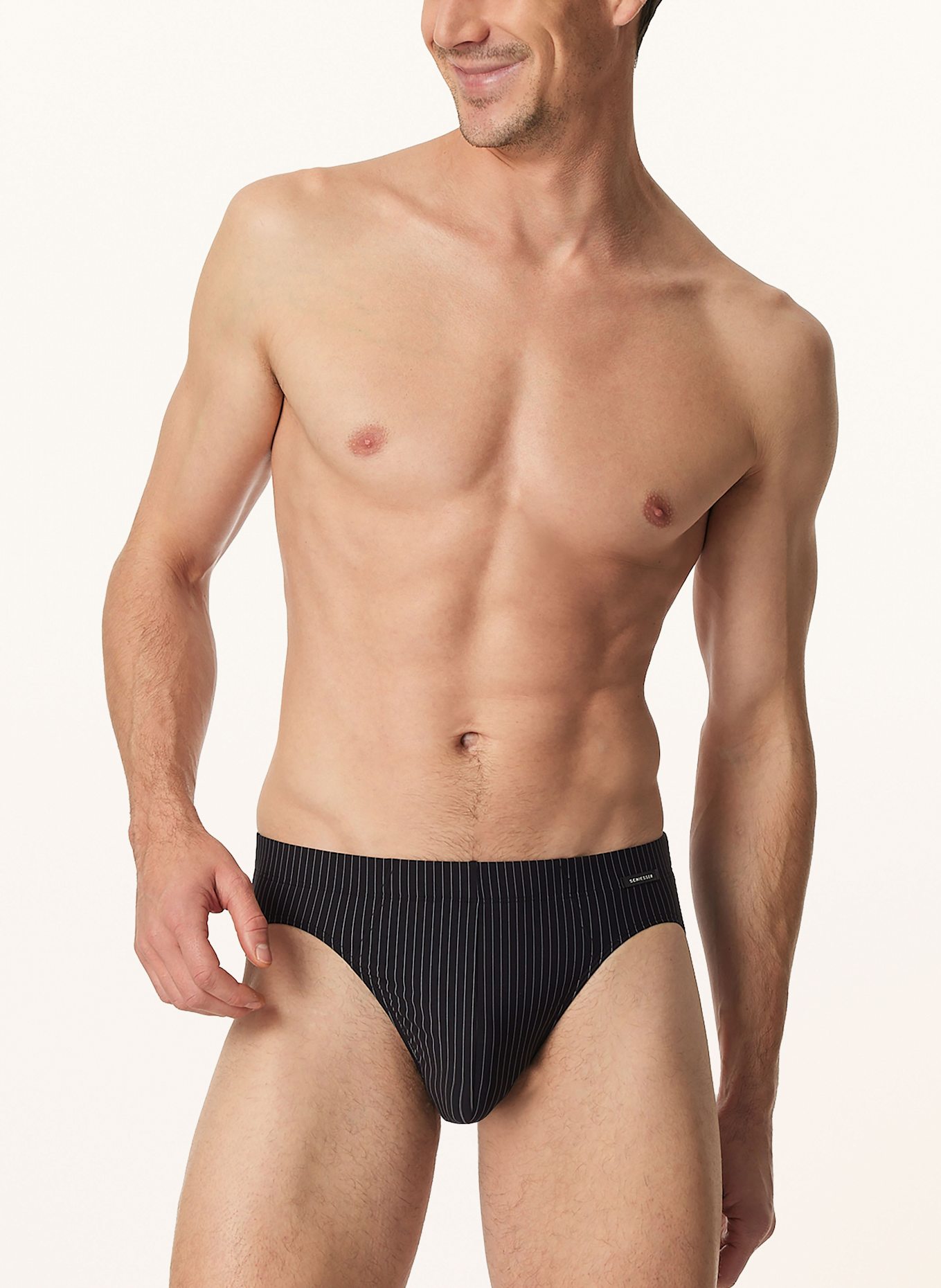 SCHIESSER PURE MICRO briefs: BLACK / LIGHT GRAY