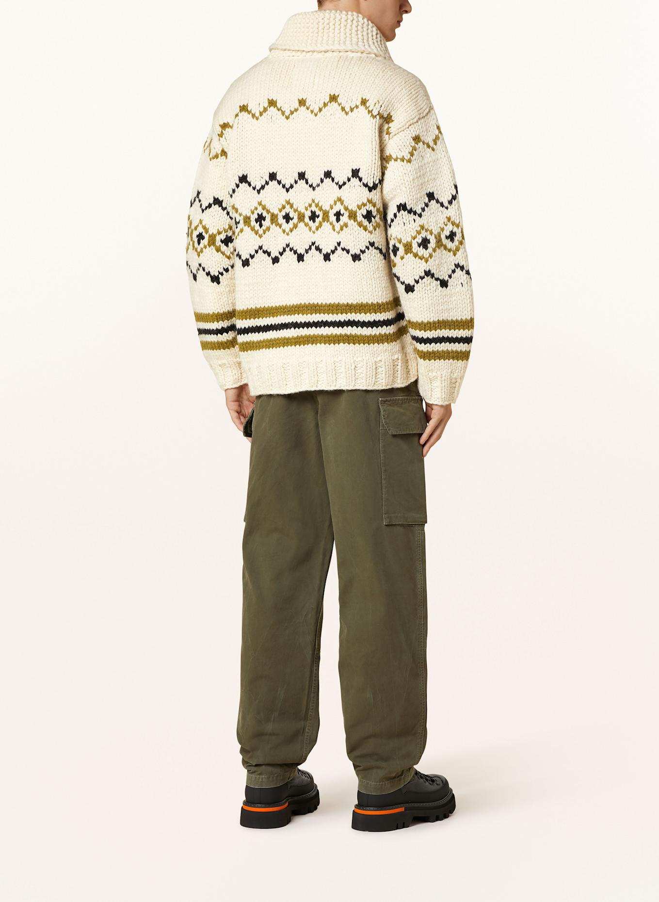 WOOLRICH Cardigan COWICHAN: LIGHT YELLOW / OLIVE / BLACK