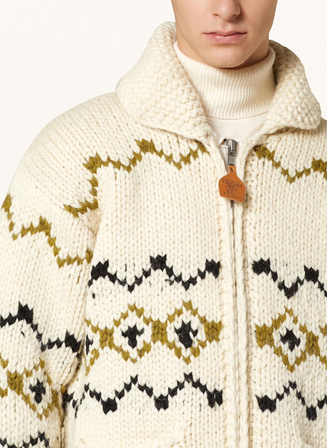 WOOLRICH Cardigan COWICHAN: LIGHT YELLOW / OLIVE / BLACK