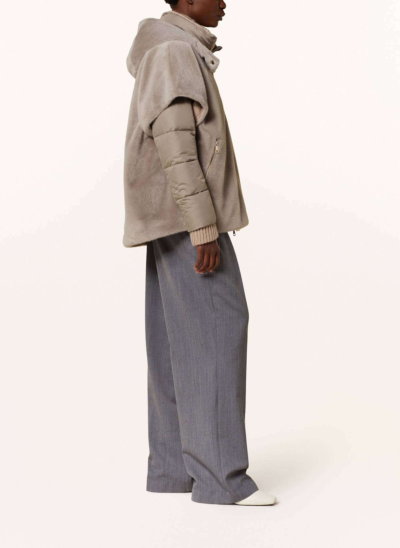 White Label 2-in-1 jacket with faux fur, Color: TAUPE (Image 4)