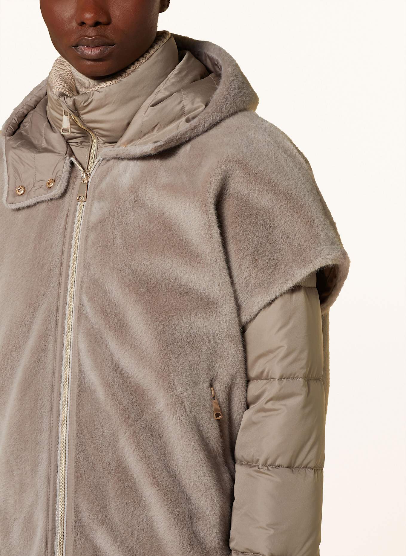 White Label 2-in-1 jacket with faux fur, Color: TAUPE (Image 5)