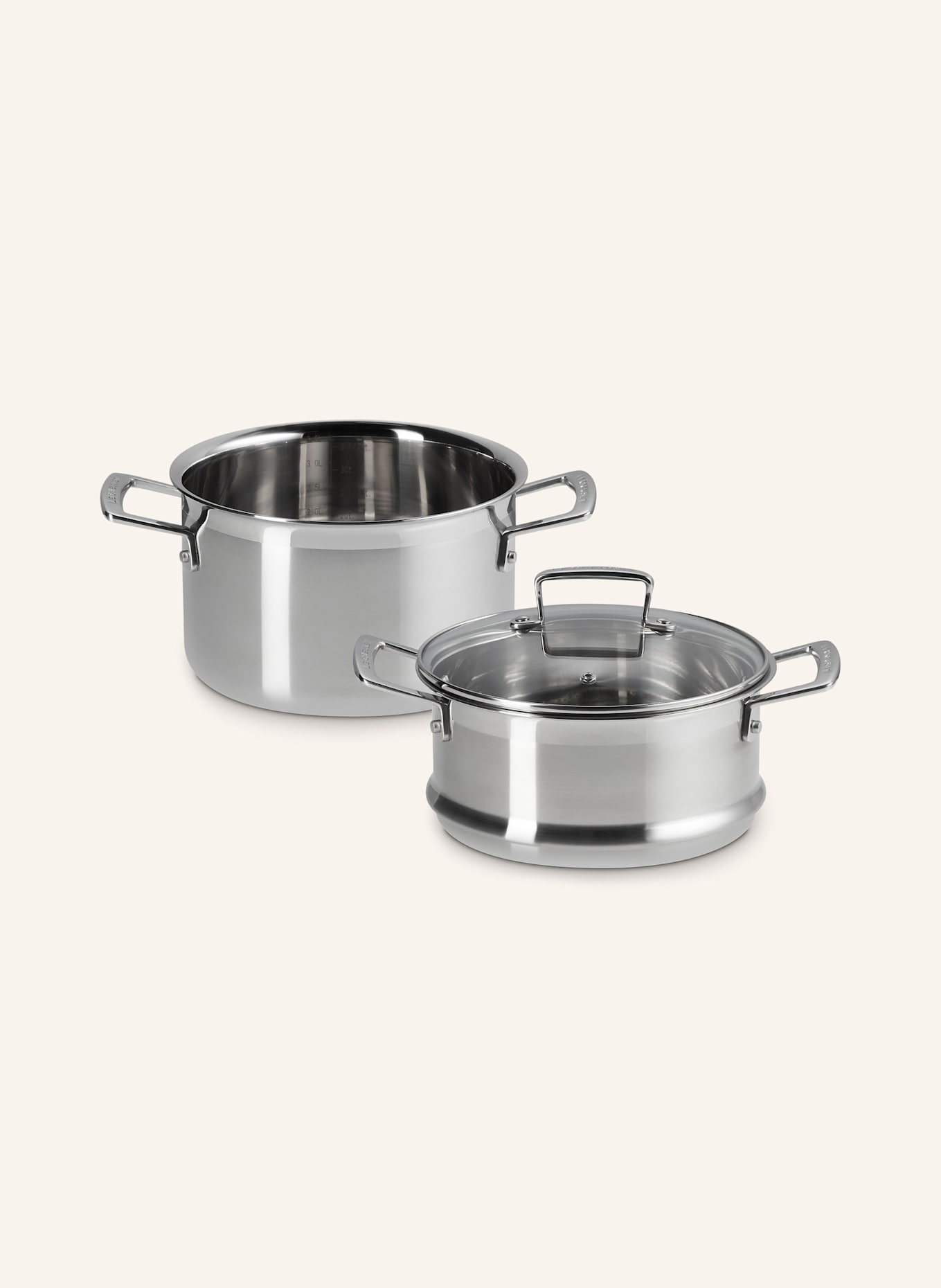 LE CREUSET Kochtopf mit Dämpfeinsatz: SILBER