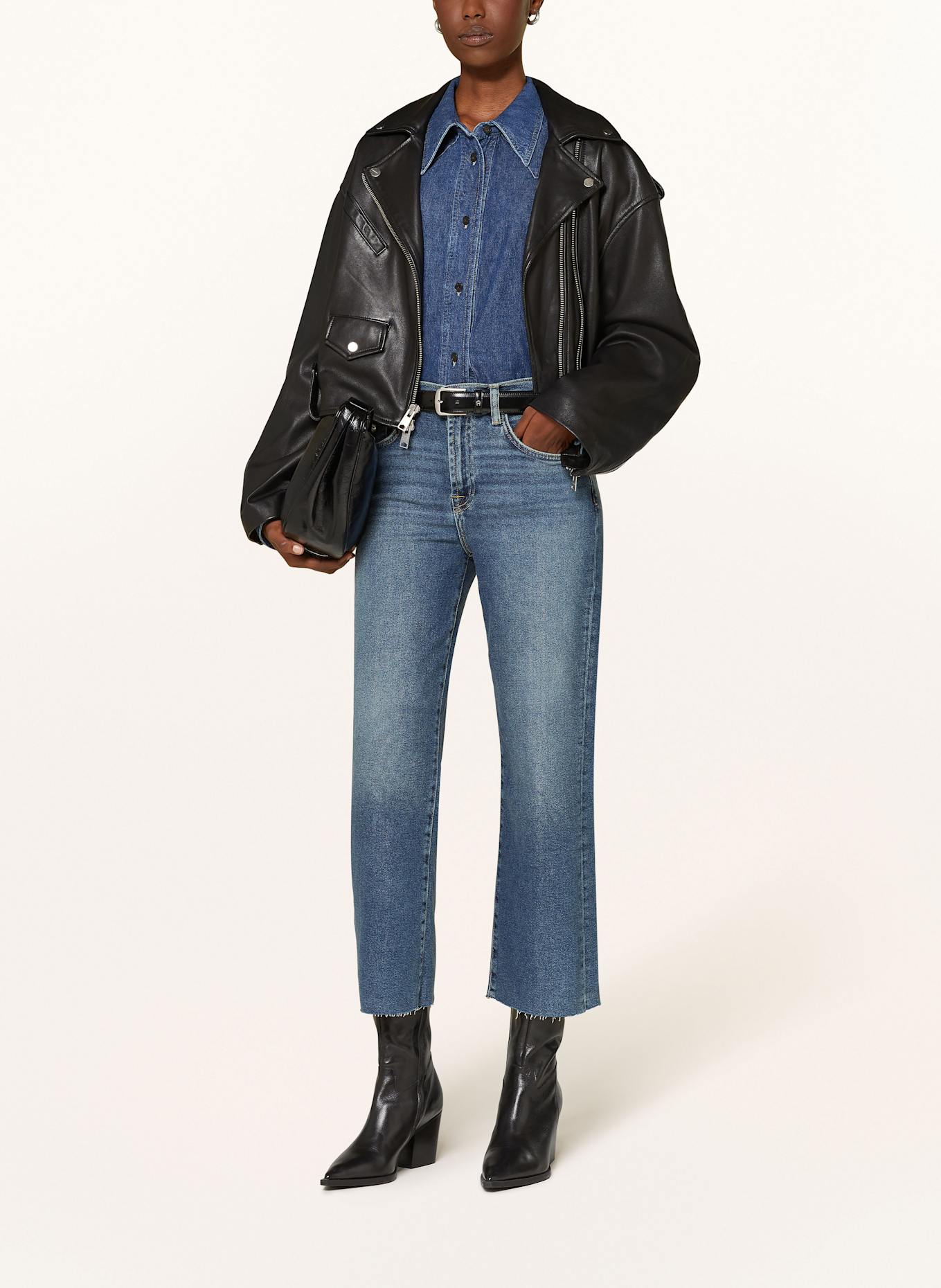 7 for all mankind Straight jeans CROPPED ALEXA BAY WITH RAW CUT: Bay MID BLUE