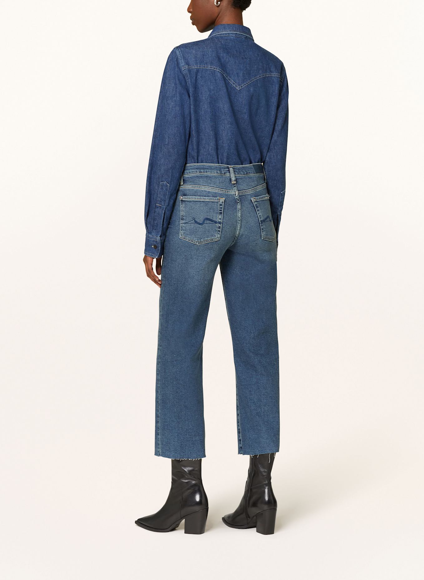7 for all mankind Straight jeans CROPPED ALEXA BAY WITH RAW CUT: Bay MID BLUE