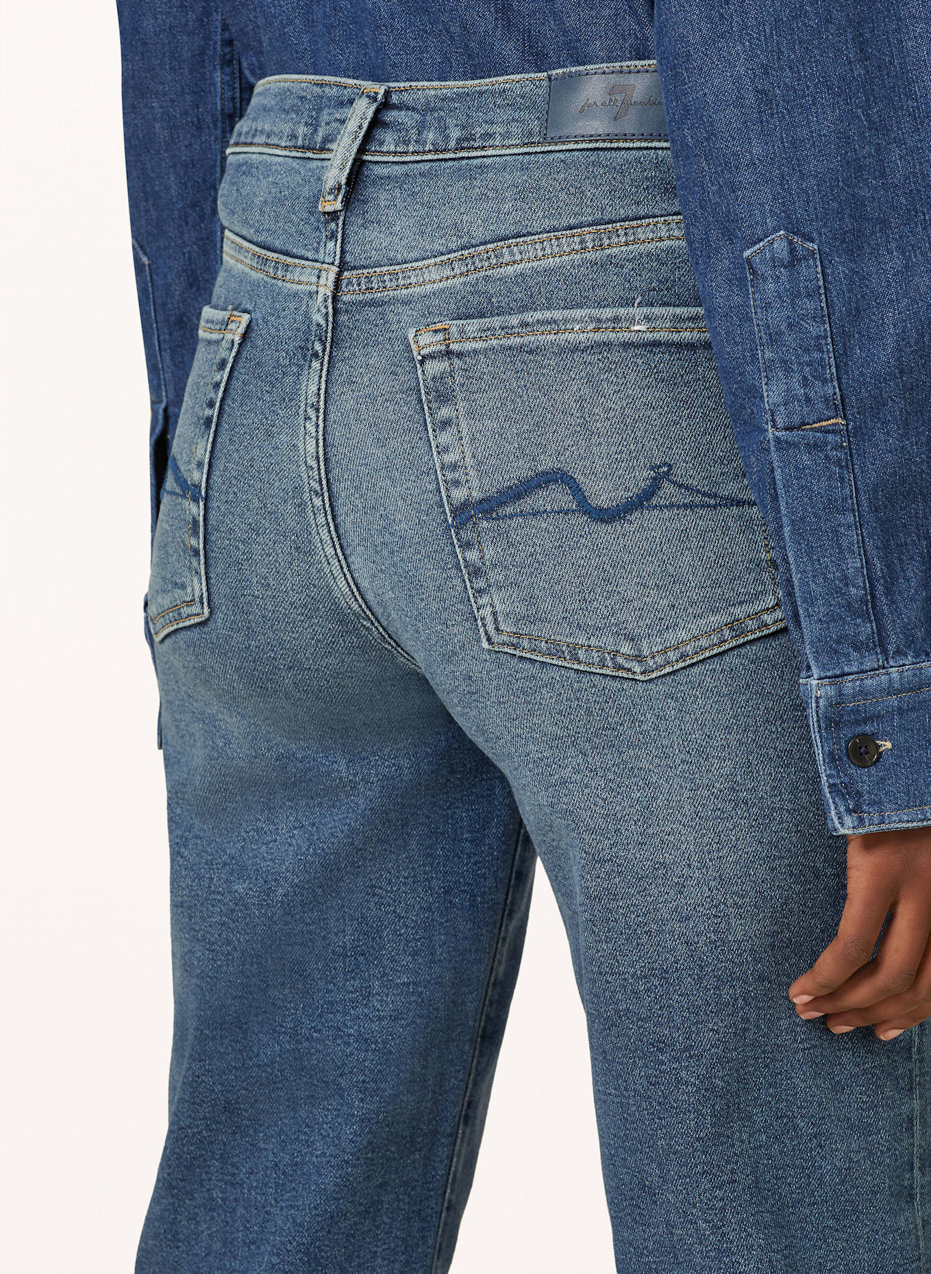 7 for all mankind Straight jeans CROPPED ALEXA BAY WITH RAW CUT: Bay MID BLUE