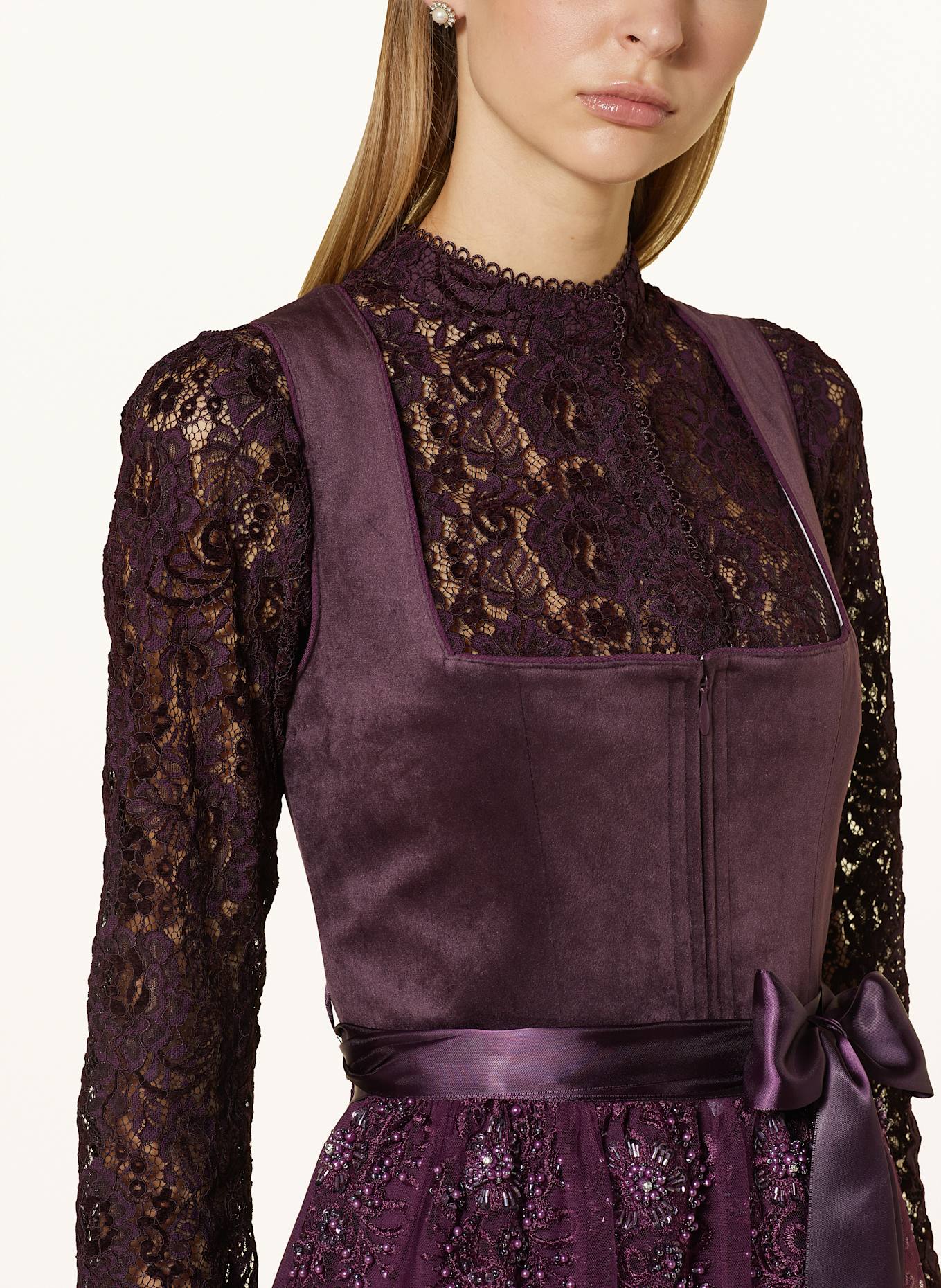 KRÜGER Dirndlbluse SUNNA aus Spitze mit 3/4-Arm: DUNKELROT