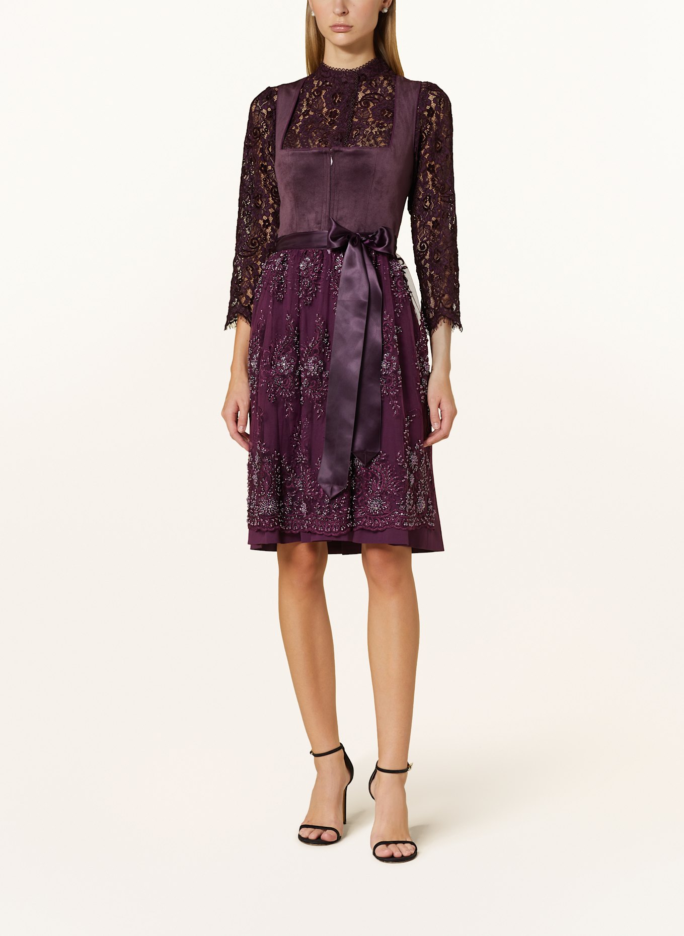 KRÜGER Dirndlbluse SUNNA aus Spitze mit 3/4-Arm: DUNKELROT