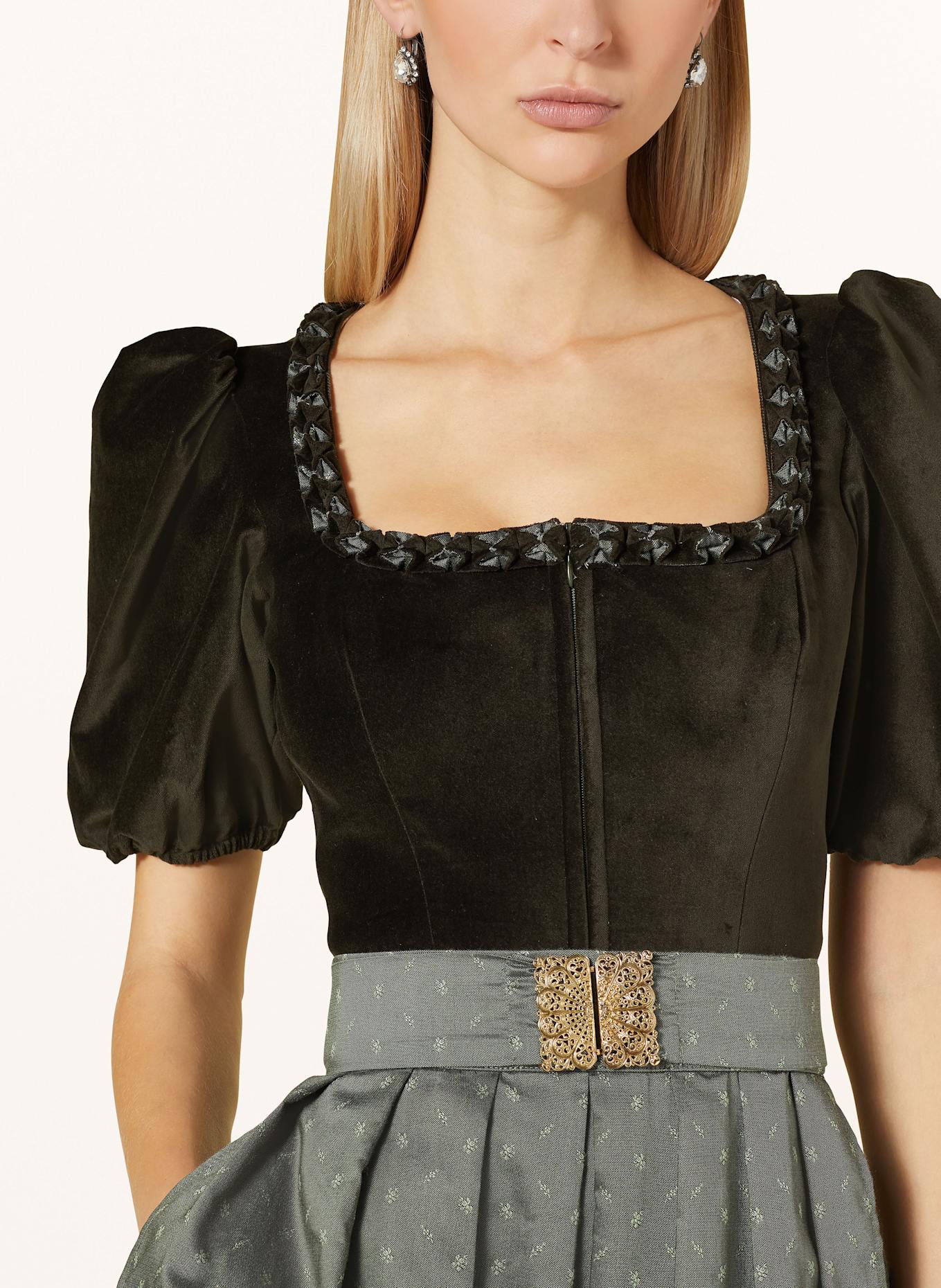 AlpenHERZ Samtdirndl MONA: OLIV / DUNKELGRÜN