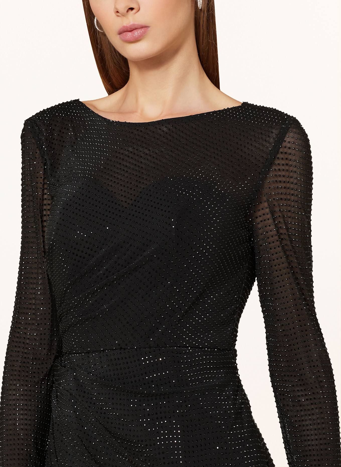 Hey Kyla Mesh cocktail dress with decorative gems: BLACK