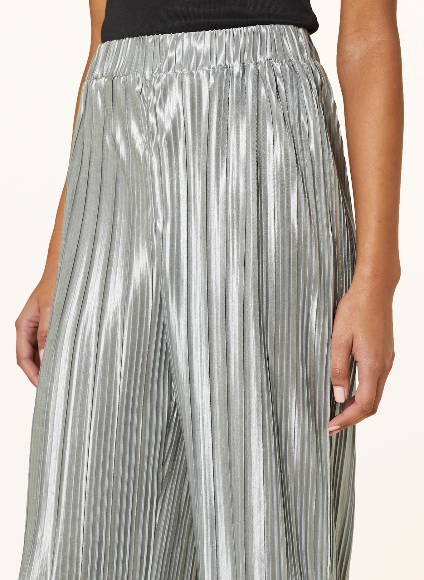 Y.A.S. Wide leg trousers Stretch with pleats: MINT/ SILVER