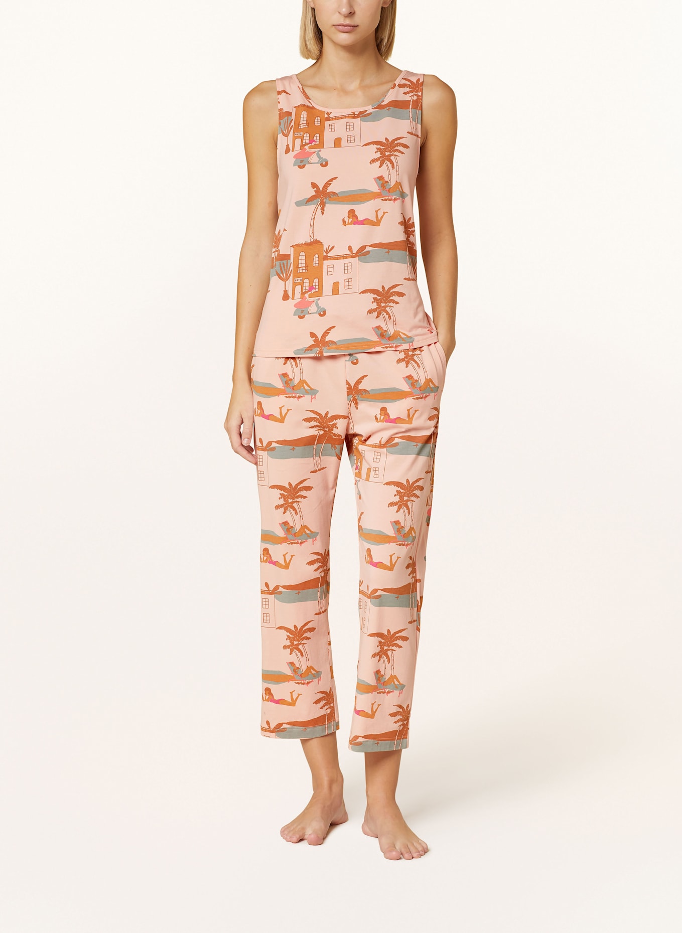 SHORT STORIES 7/8-Schlafhose: LACHS / HELLBRAUN / BLAUGRAU