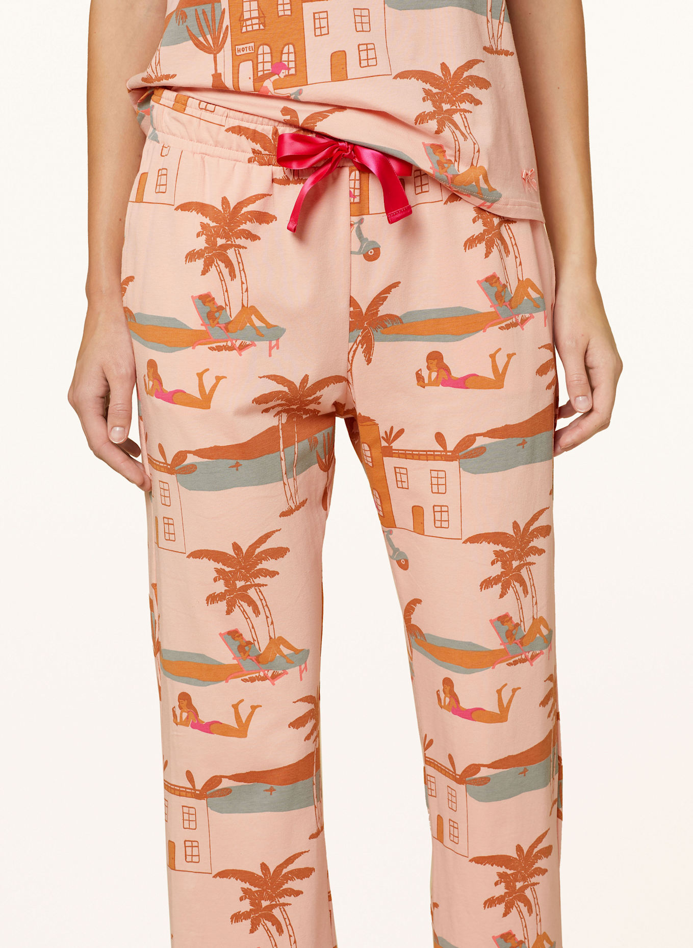 SHORT STORIES 7/8-Schlafhose: LACHS / HELLBRAUN / BLAUGRAU