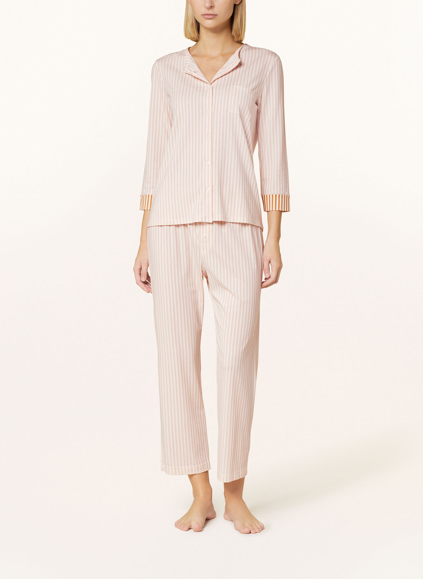 SHORT STORIES 7/8 pajama pants: ROSE / ECRU / LIGHT BROWN