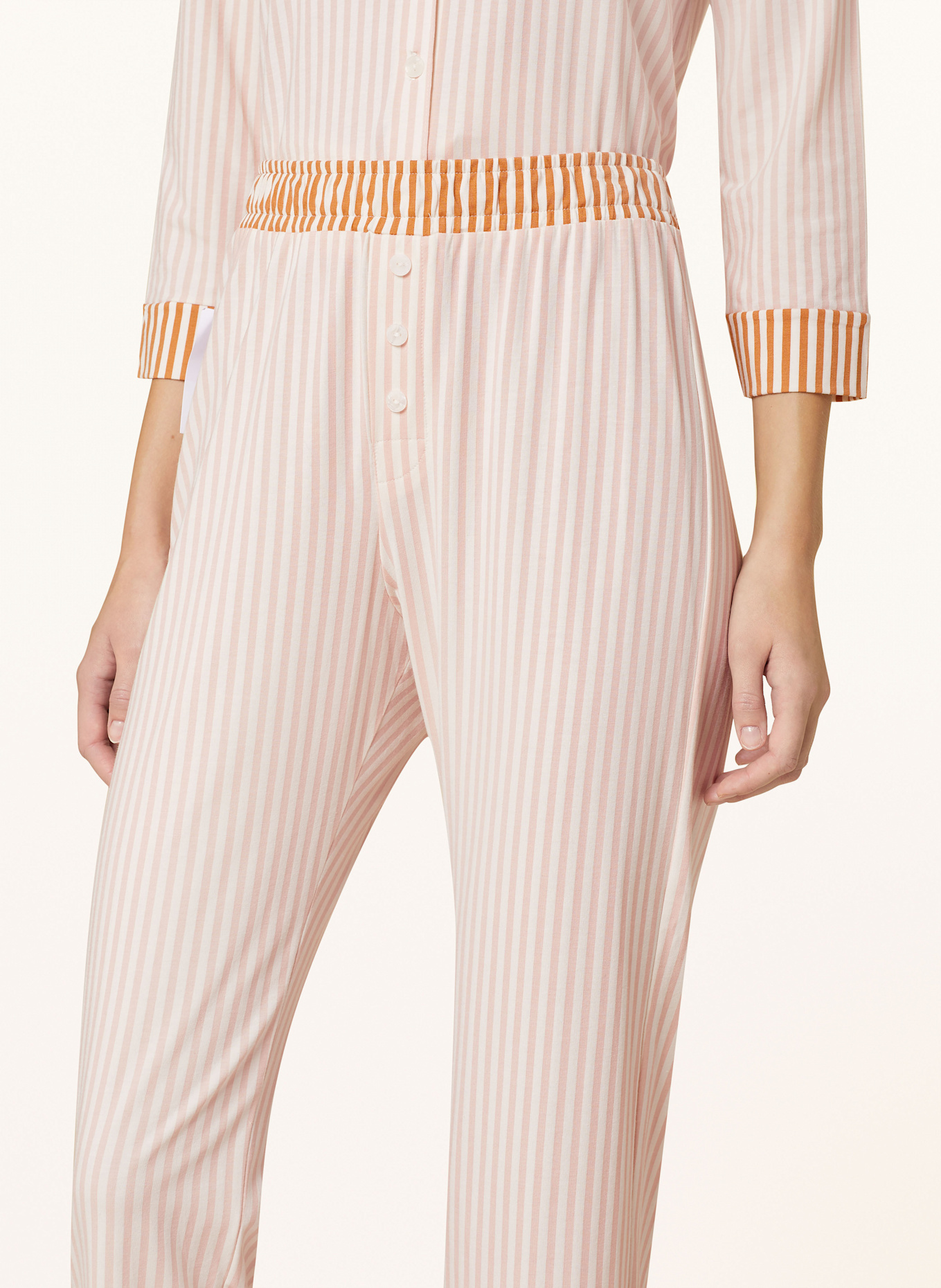 SHORT STORIES 7/8 pajama pants: ROSE / ECRU / LIGHT BROWN