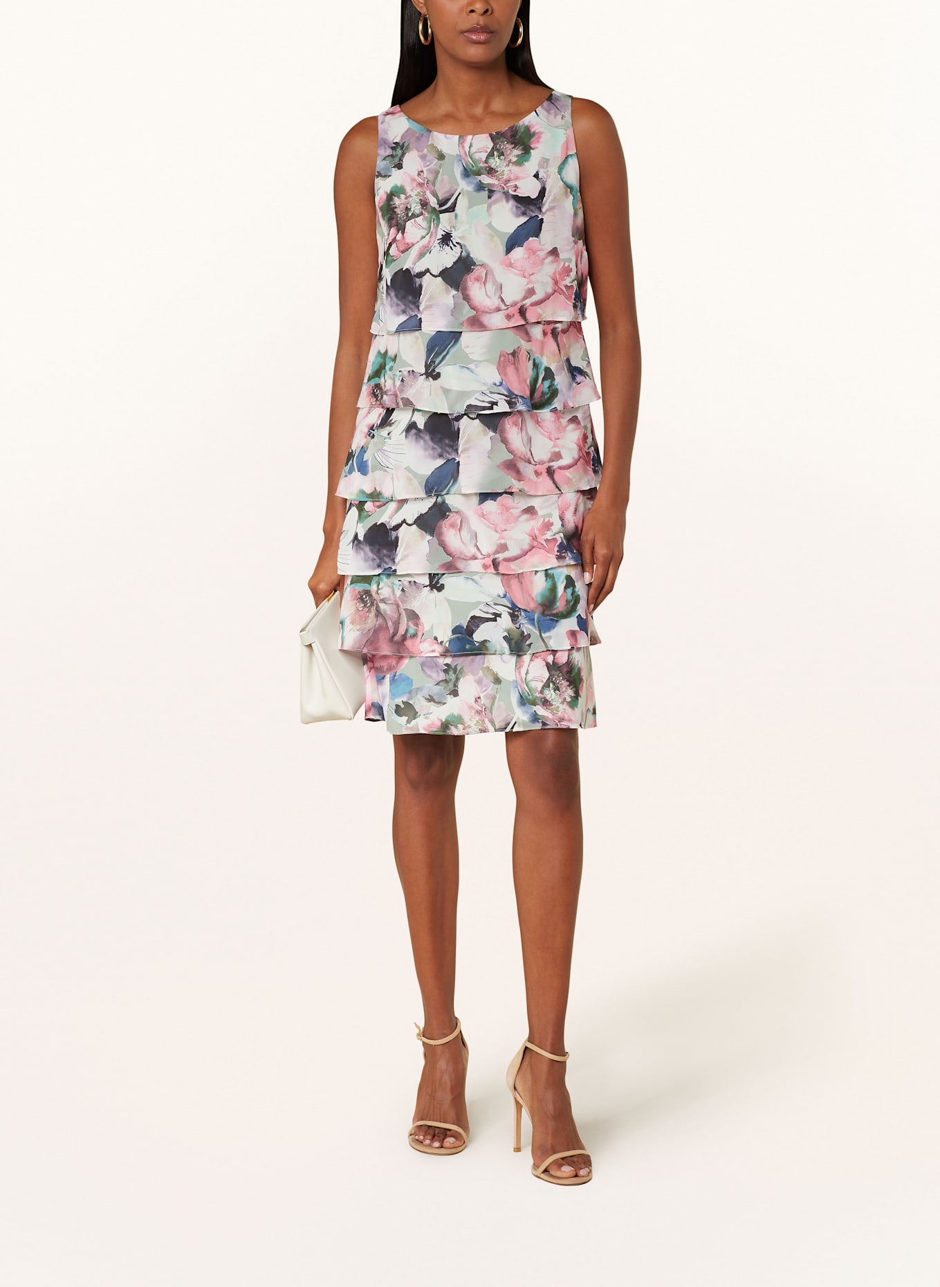 Vera Mont Cocktailkleid mit Volants: GRÜN / ROSÉ / DUNKELBLAU