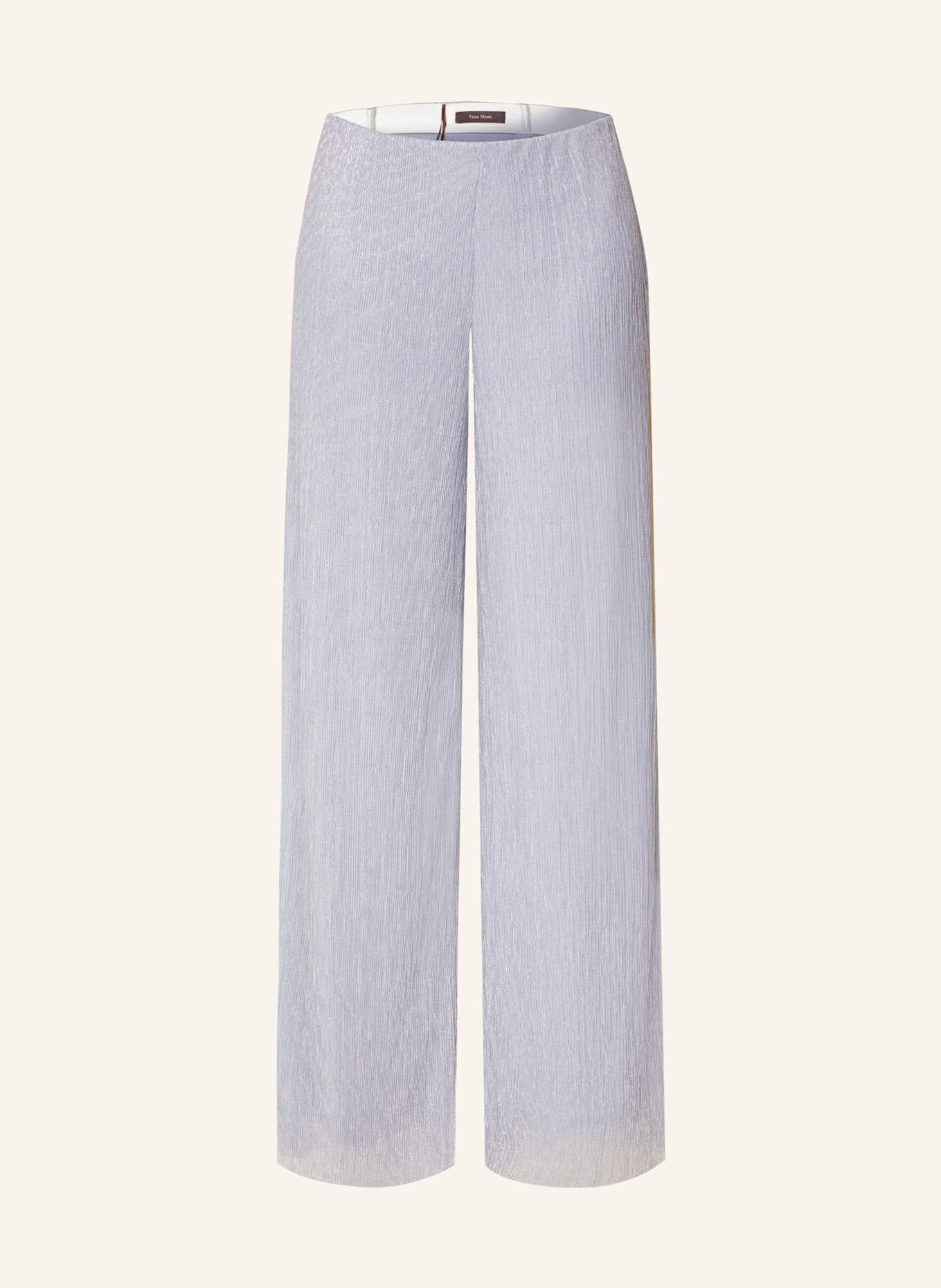 Vera Mont Marlene trousers with glitter thread and pleats: LIGHT BLUE / WHITE