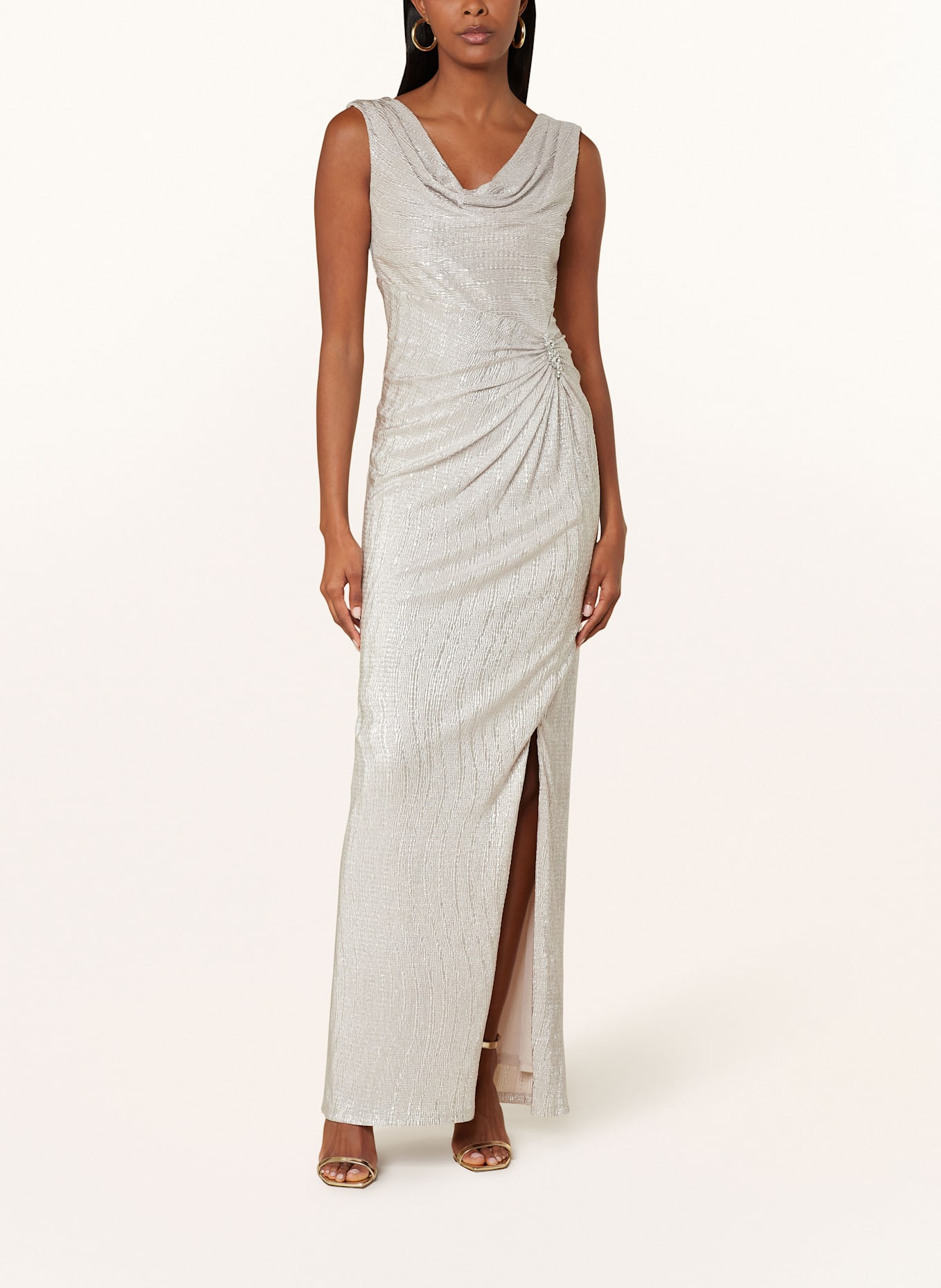 Vera Mont Sukienka wieczorowa z brokatu, z ozdobnymi kamykami: KREMOWY / SREBRNY