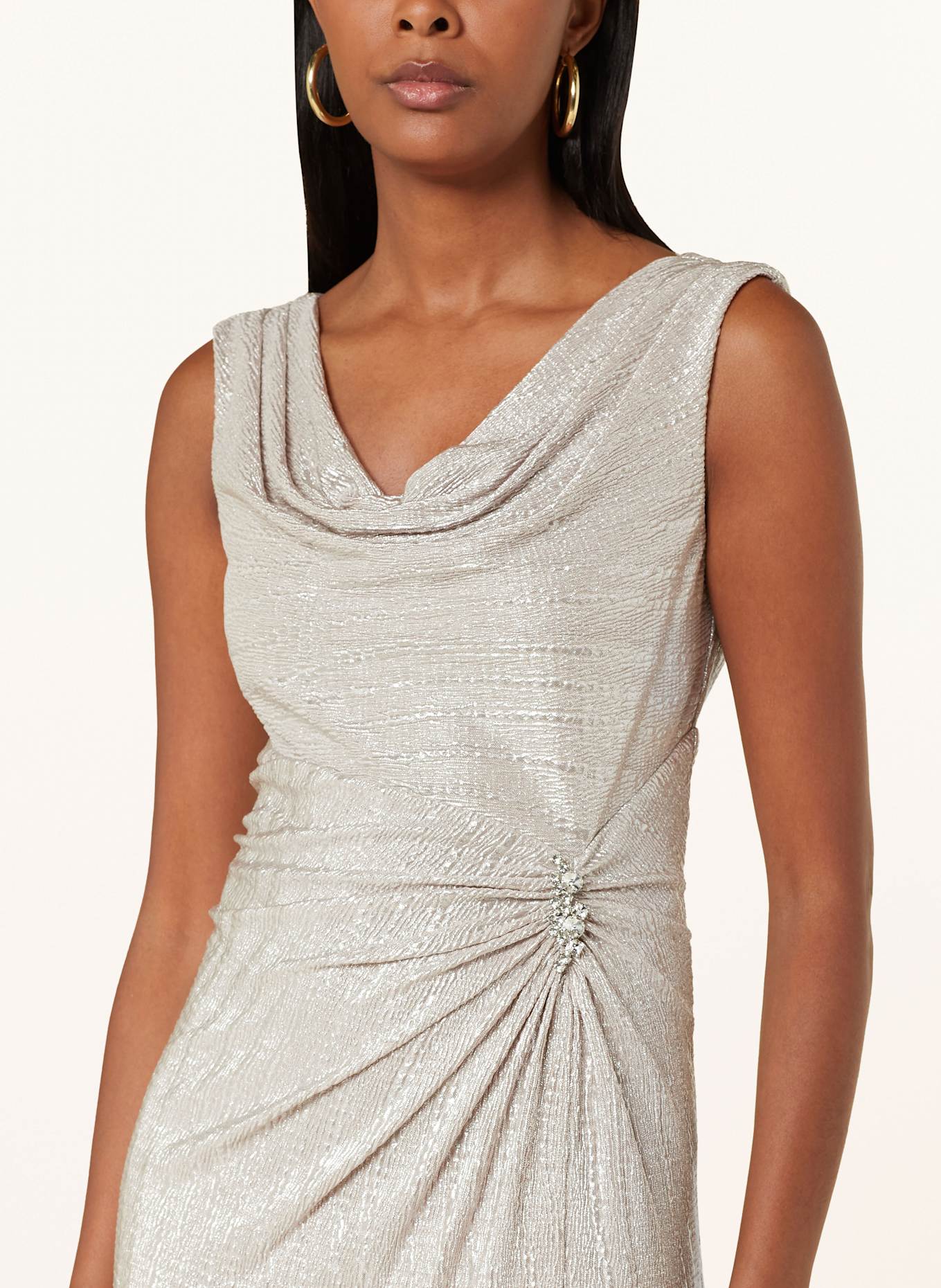 Vera Mont Sukienka wieczorowa z brokatu, z ozdobnymi kamykami: KREMOWY / SREBRNY