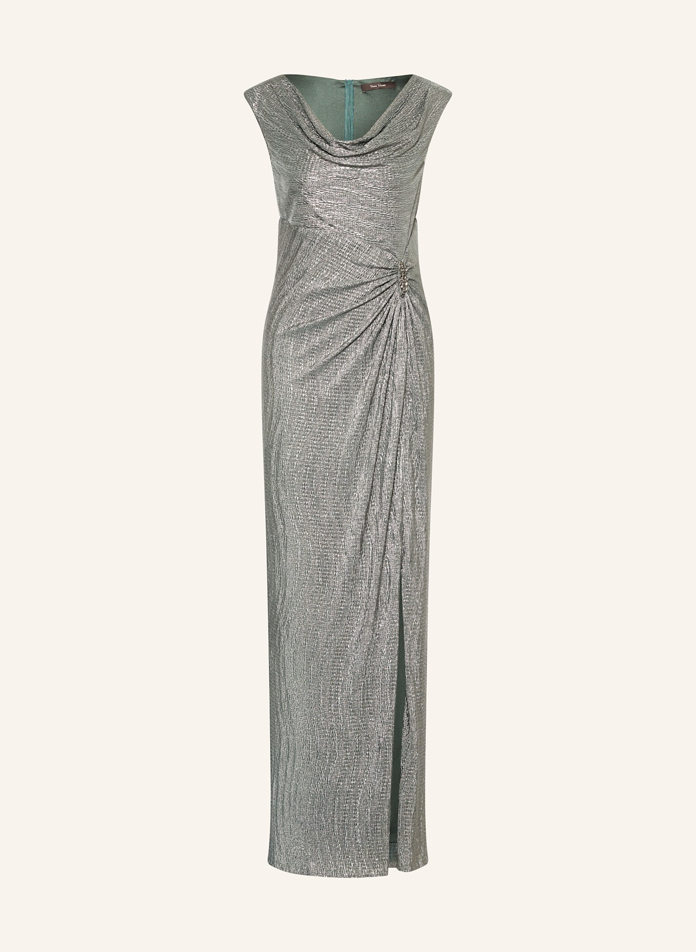 Vera Mont Abendkleid aus Brokat mit Schmucksteinen: DUNKELGRÜN / GRAU