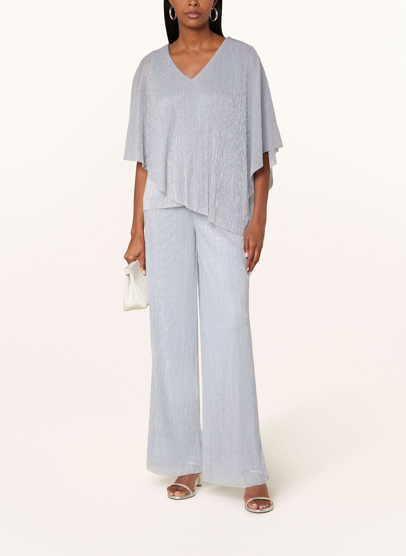 Vera Mont Bluzka z odkrytymi ramionami z błyszczącą przędzą: JASNONIEBIESKI / BIAŁY