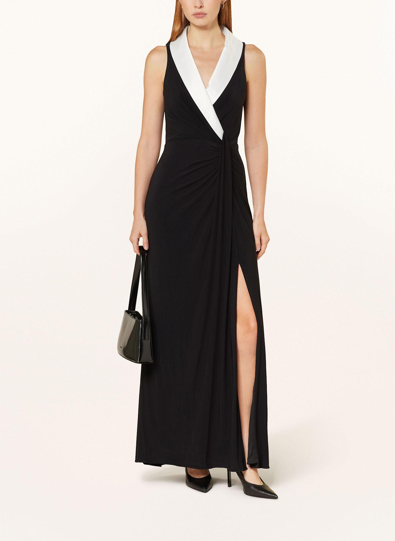 ADRIANNA PAPELL Jerseykleid in Wickeloptik: SCHWARZ / WEISS