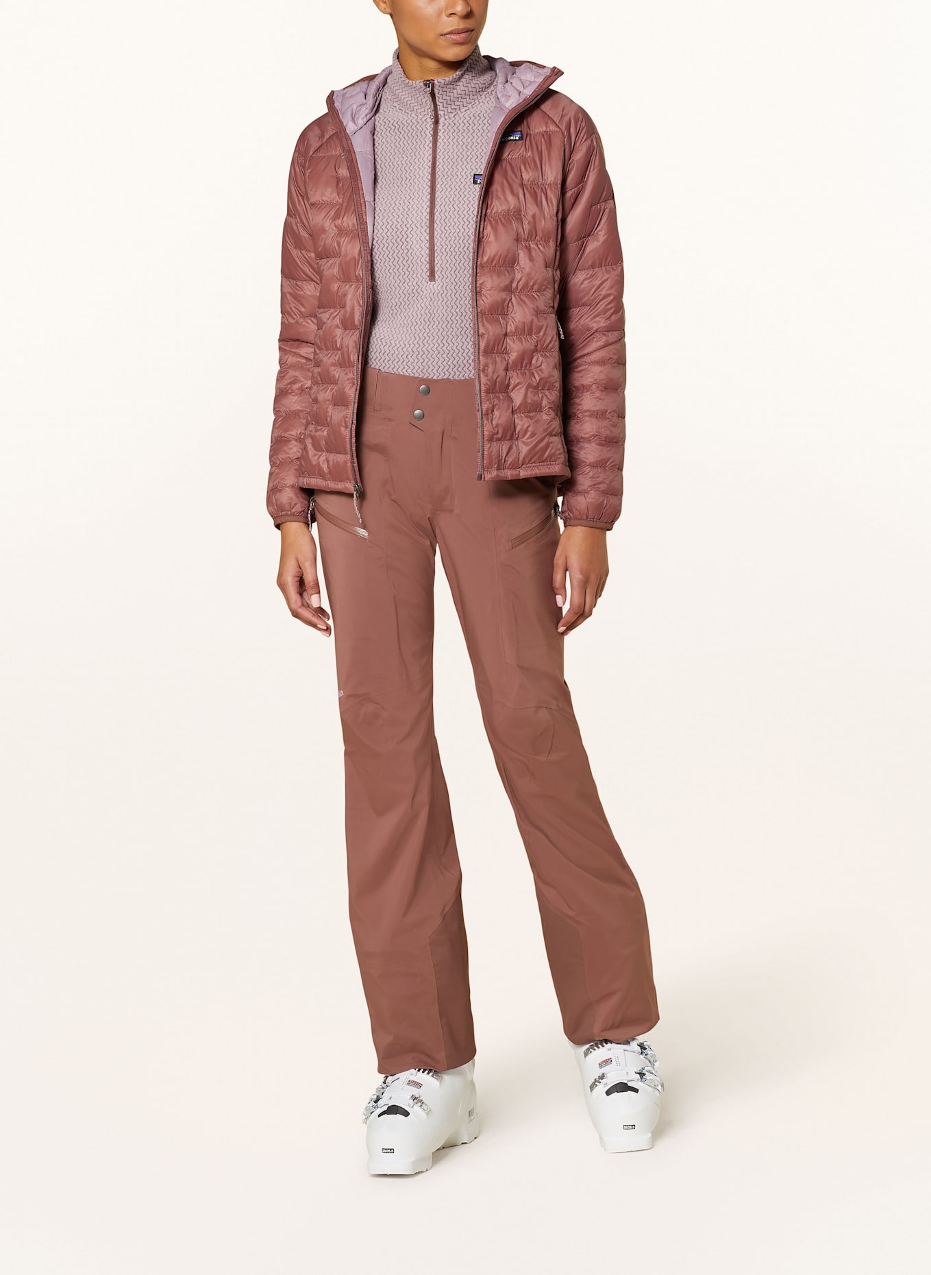 patagonia STORMSTRIDE hardshell ski pants: DUSKY PINK