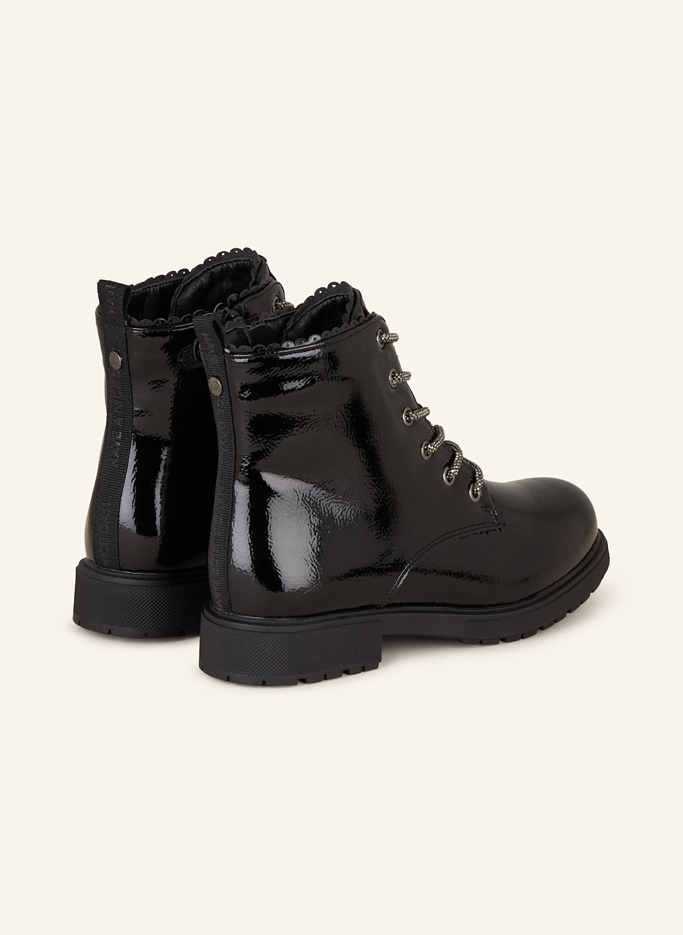 GIOSEPPO Šněrovací boty s ozdobnými kamínky: ČERNÁ