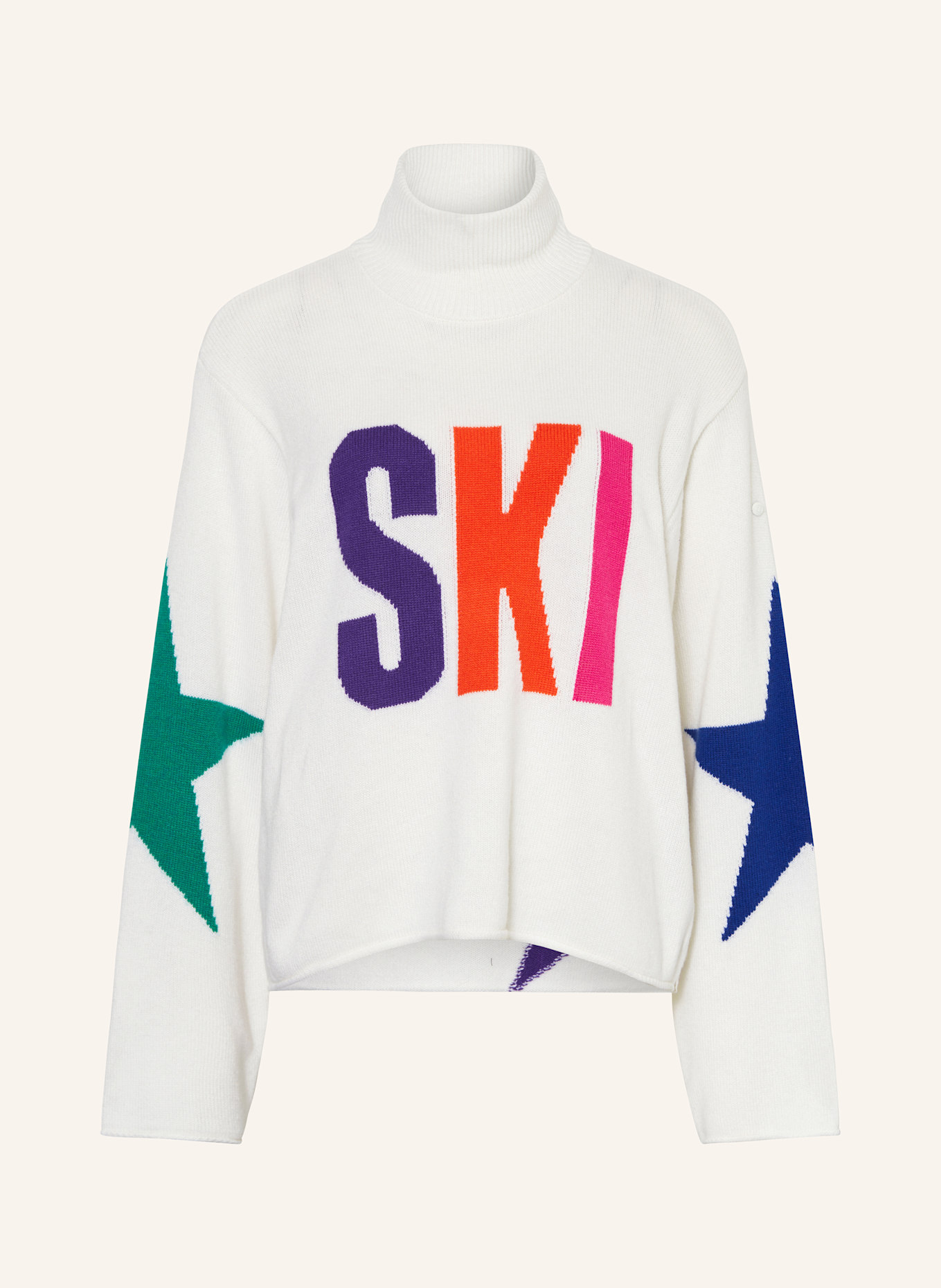 GOLDBERGH CALORE sweater with merino wool: WHITE / BLUE / GREEN