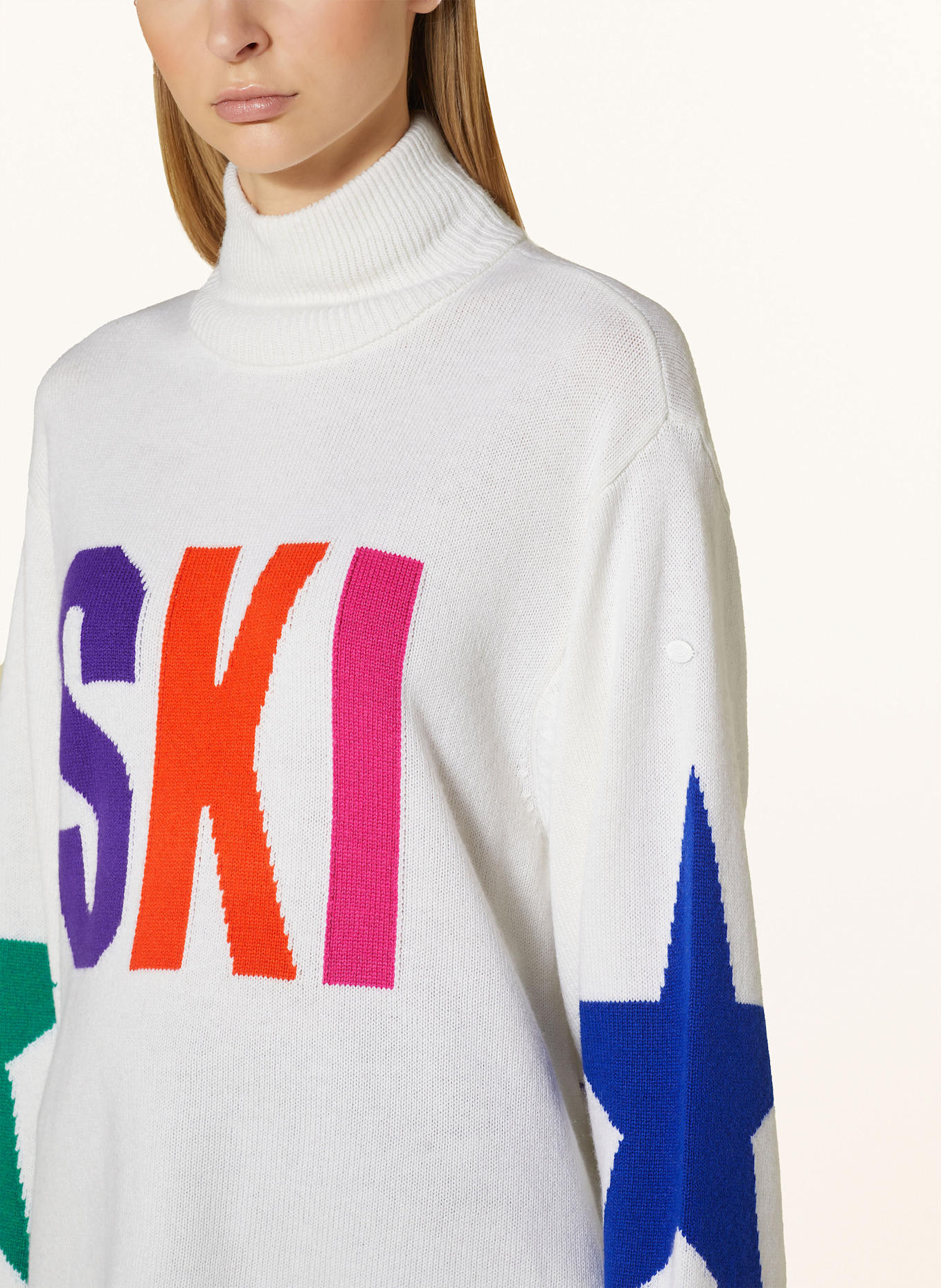 GOLDBERGH CALORE sweater with merino wool: WHITE / BLUE / GREEN