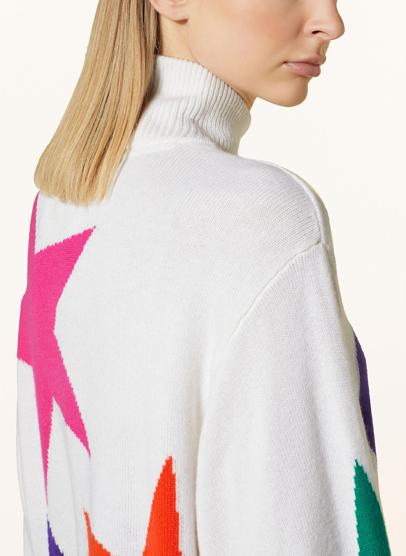 GOLDBERGH CALORE sweater with merino wool: WHITE / BLUE / GREEN