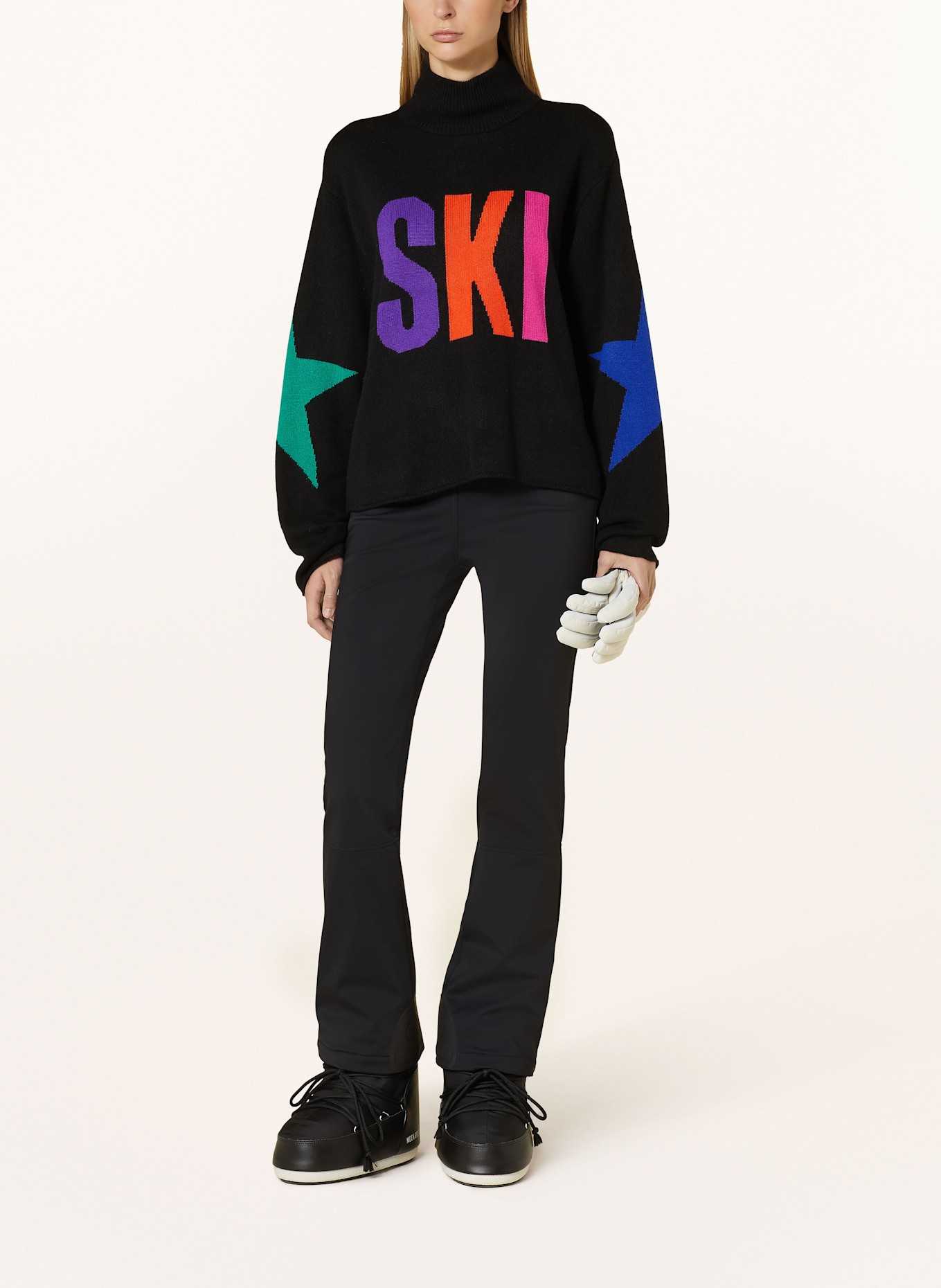 GOLDBERGH CALORE sweater with merino wool: BLACK / PURPLE / ORANGE