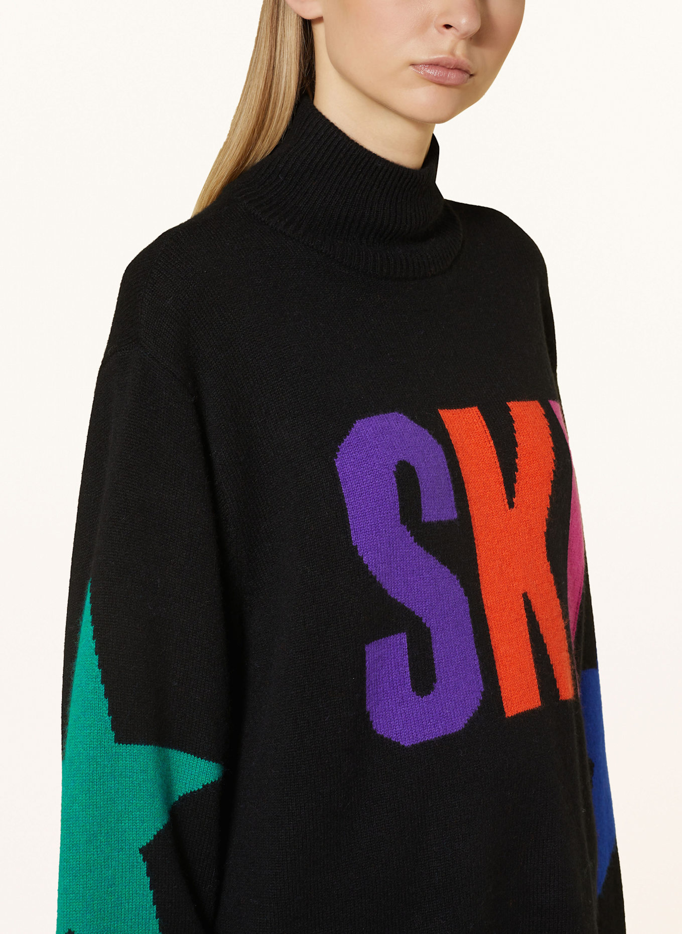 GOLDBERGH CALORE sweater with merino wool: BLACK / PURPLE / ORANGE