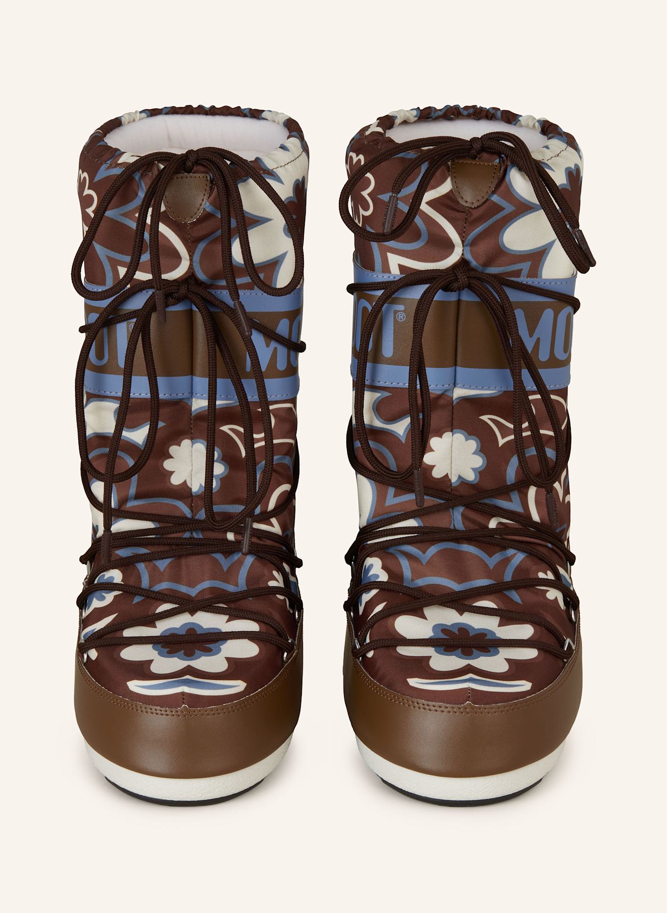 MOON BOOT Moon Boots ICON FLOWER: BRAUN / BLAU / CREME