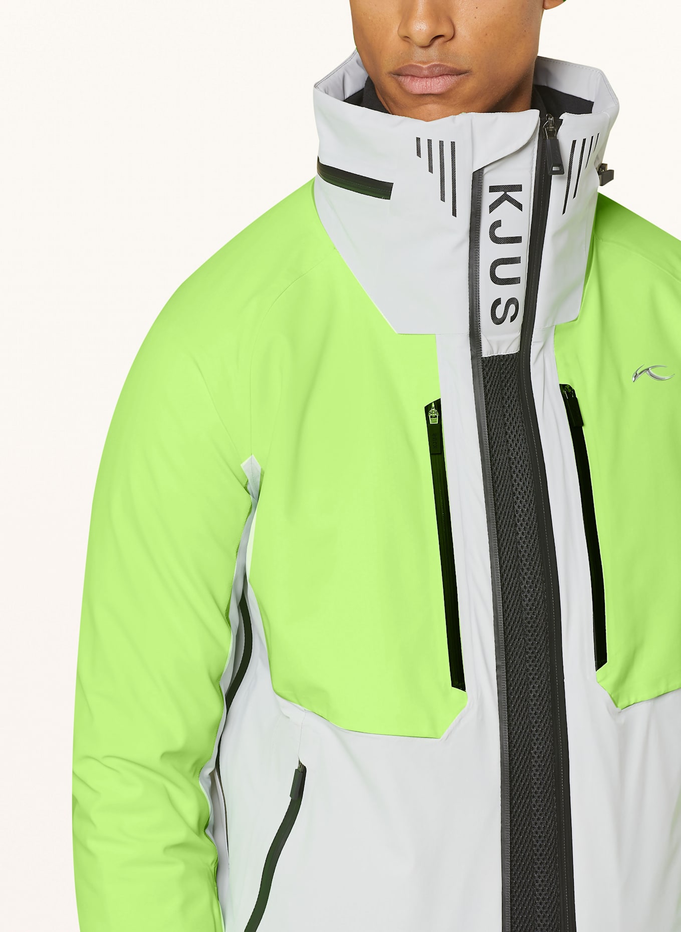 KJUS Ski jacket LIGETY in light gray neon green