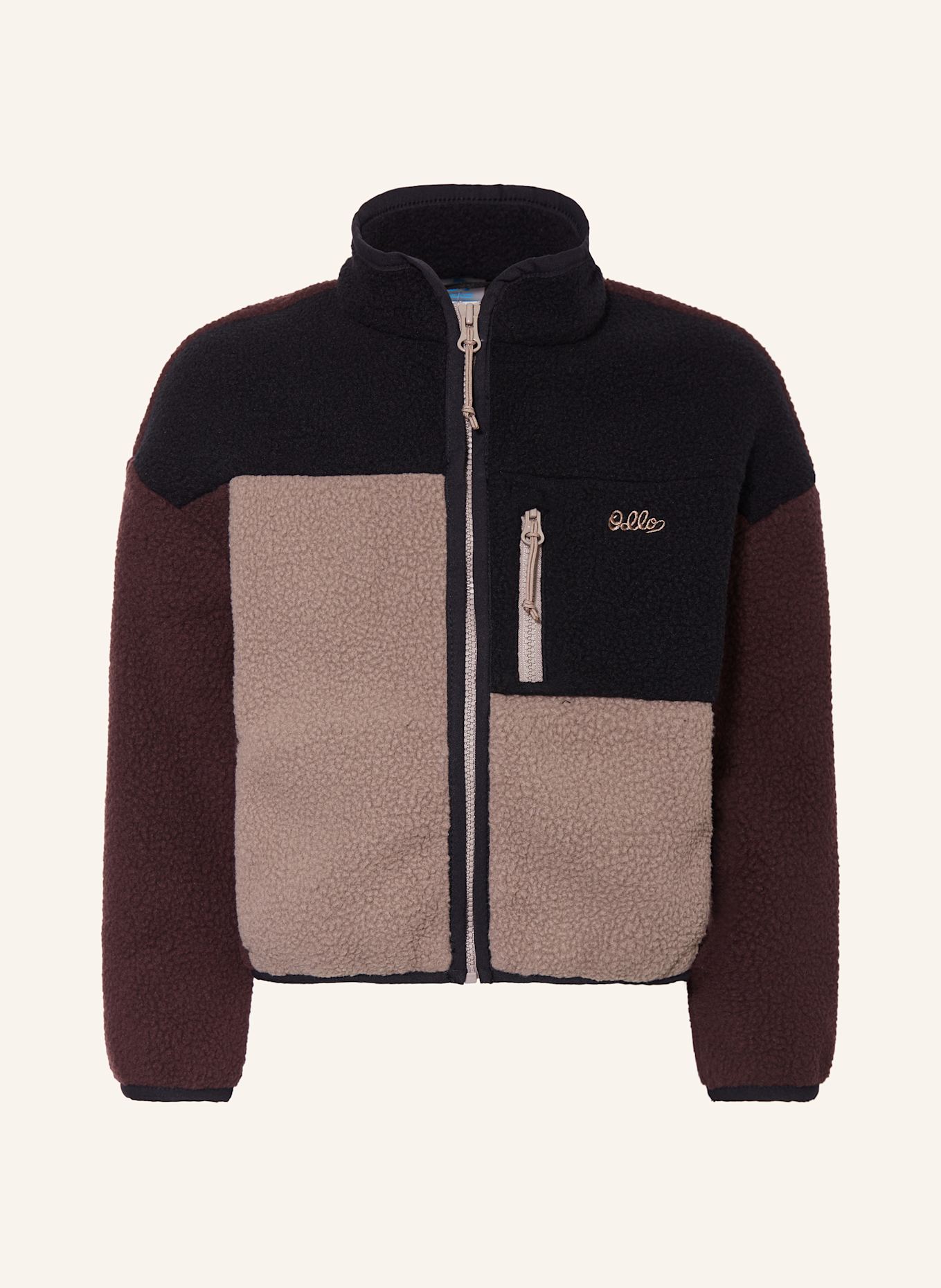 odlo Fleecejacke: SCHWARZ/ DUNKELLILA/ TAUPE