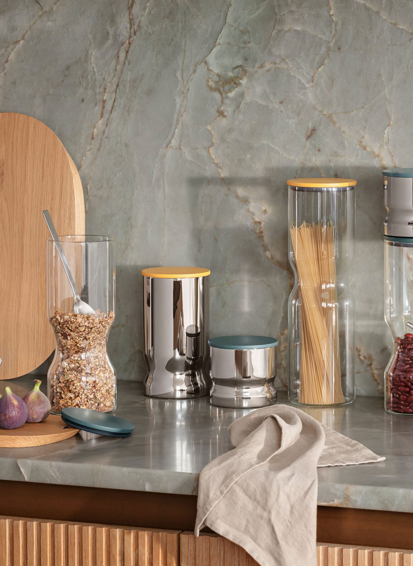 GEORG JENSEN Vorratsdose ALFREDO MEDIUM: SILBER / GELB