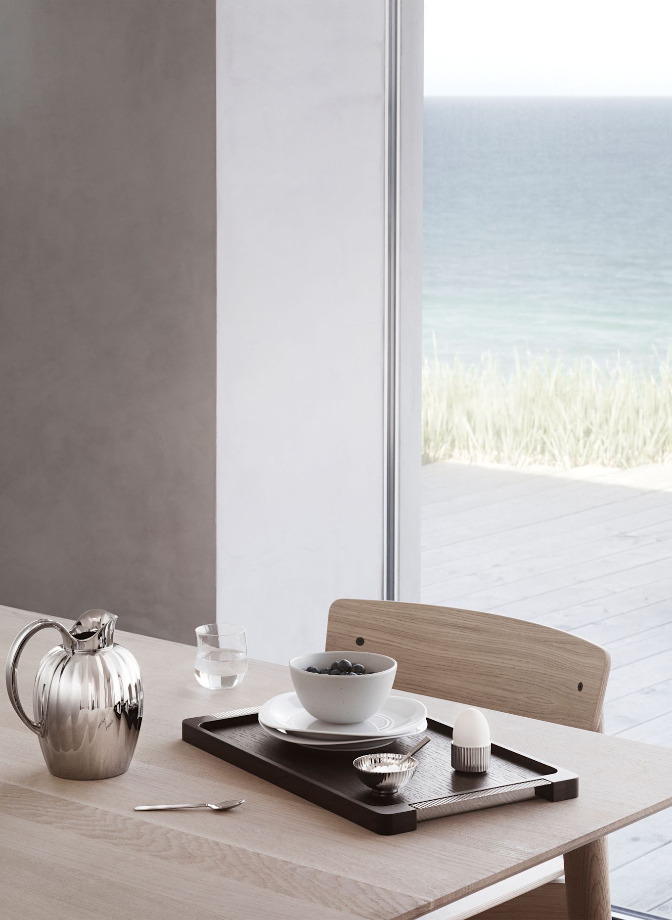 GEORG JENSEN Set BERNADOTTE: Salzschale und Löffel: SILBER