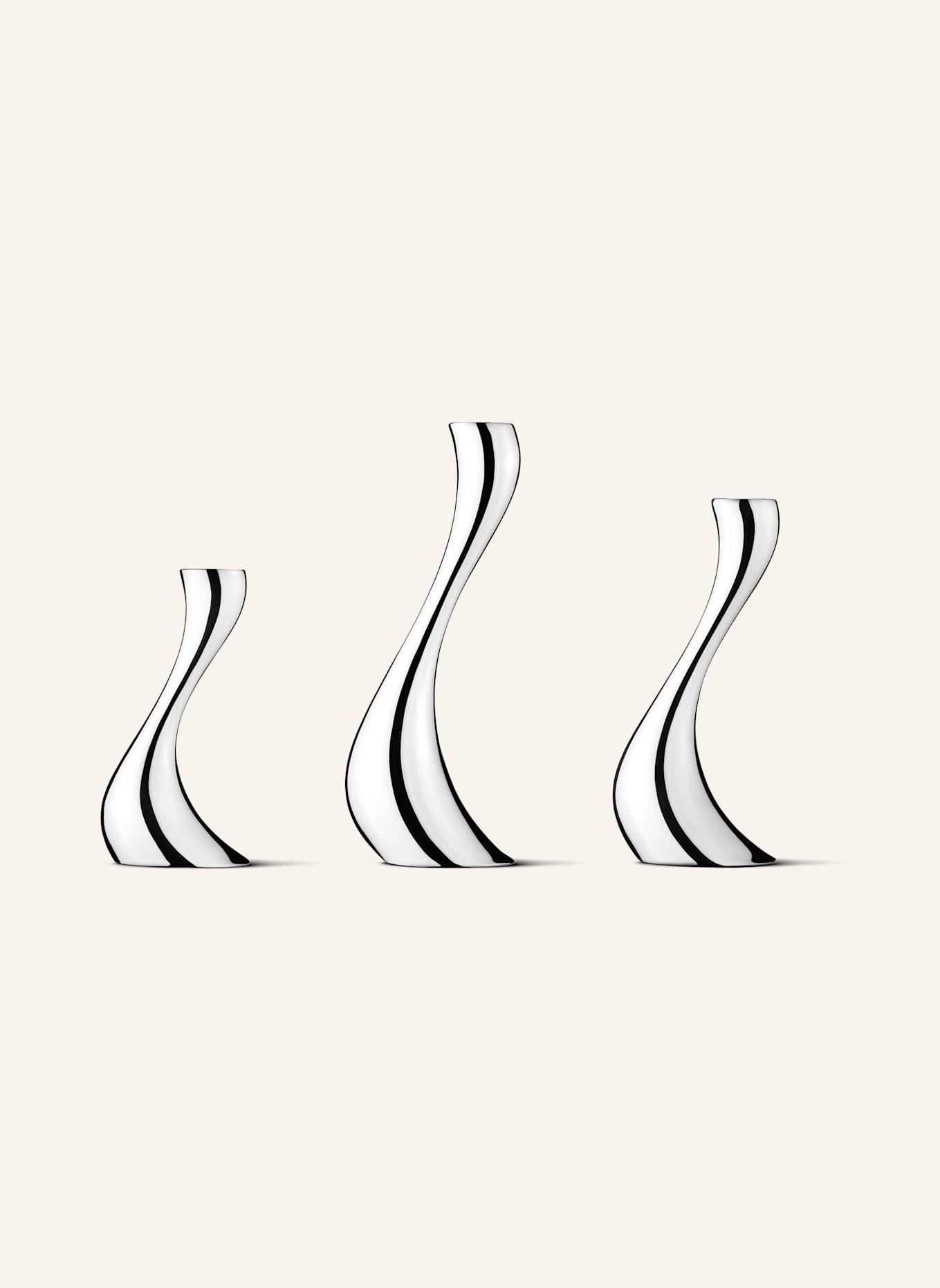 GEORG JENSEN 3er-Set Kerzenhalter COBRA: SILBER