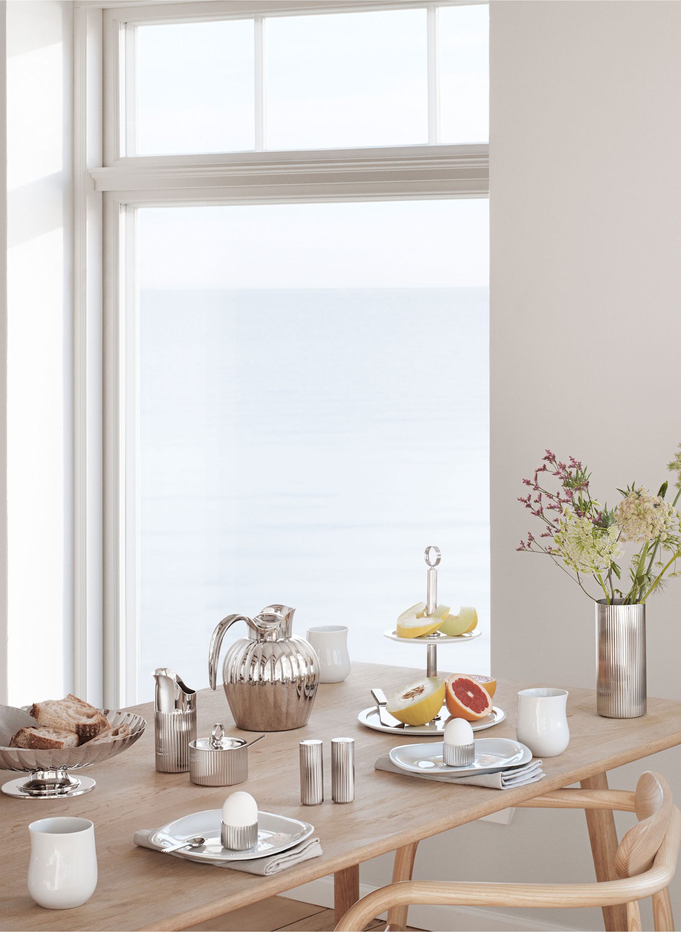 GEORG JENSEN Set BERNADOTTE: Zuckerdose und Löffel: SILBER