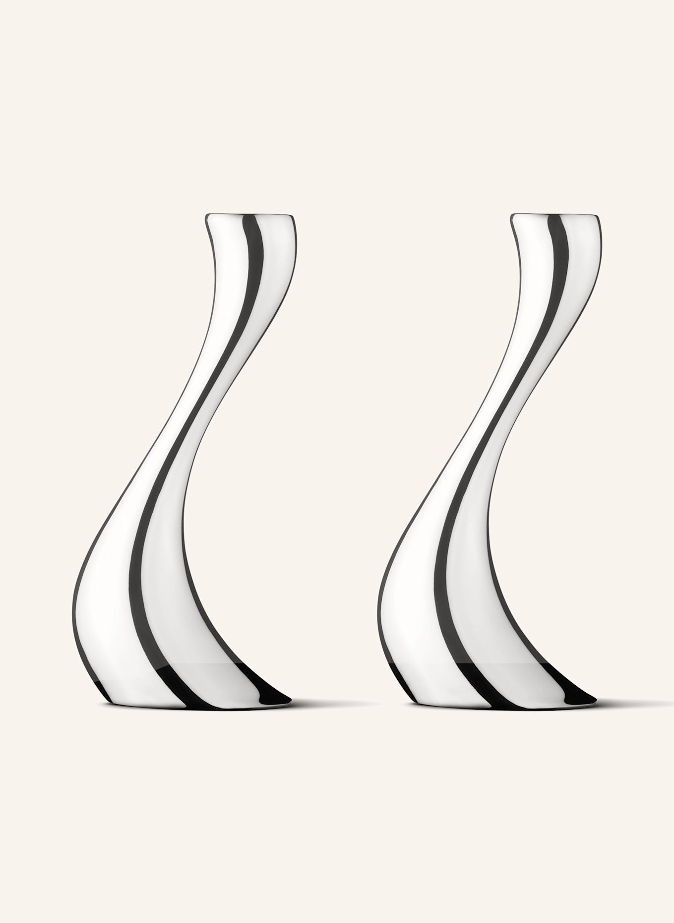 GEORG JENSEN 2er-Set Kerzenhalter COBRA MEDIUM: SILBER