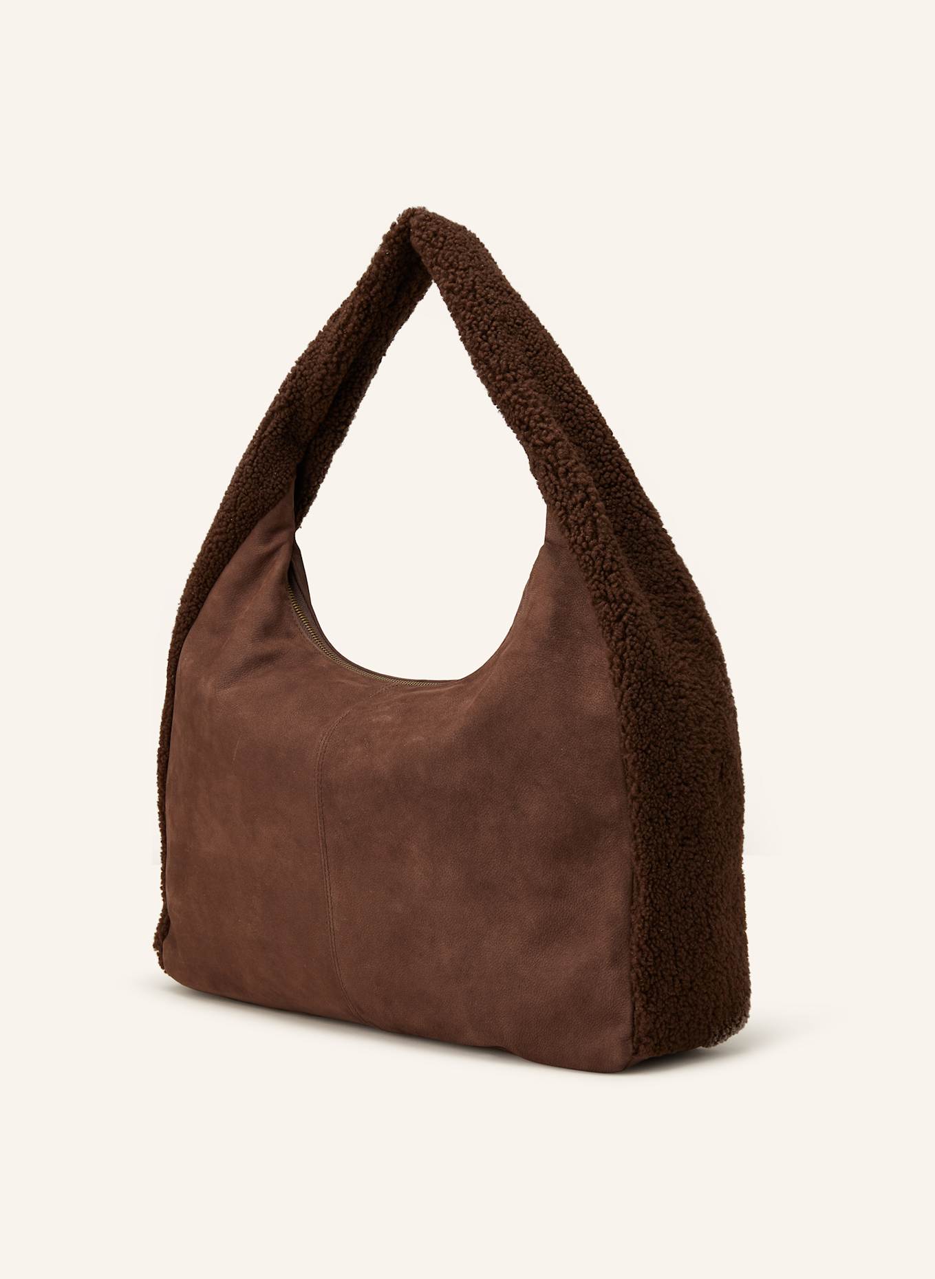 LES VISIONNAIRES Hobo Bag JADE mit Teddyfell in braun