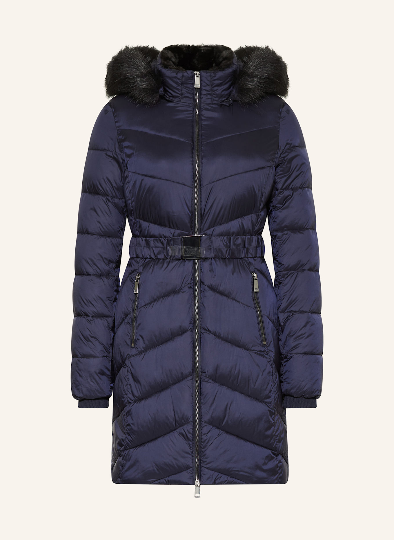 HOBBS ALIS quilted coat with faux fur