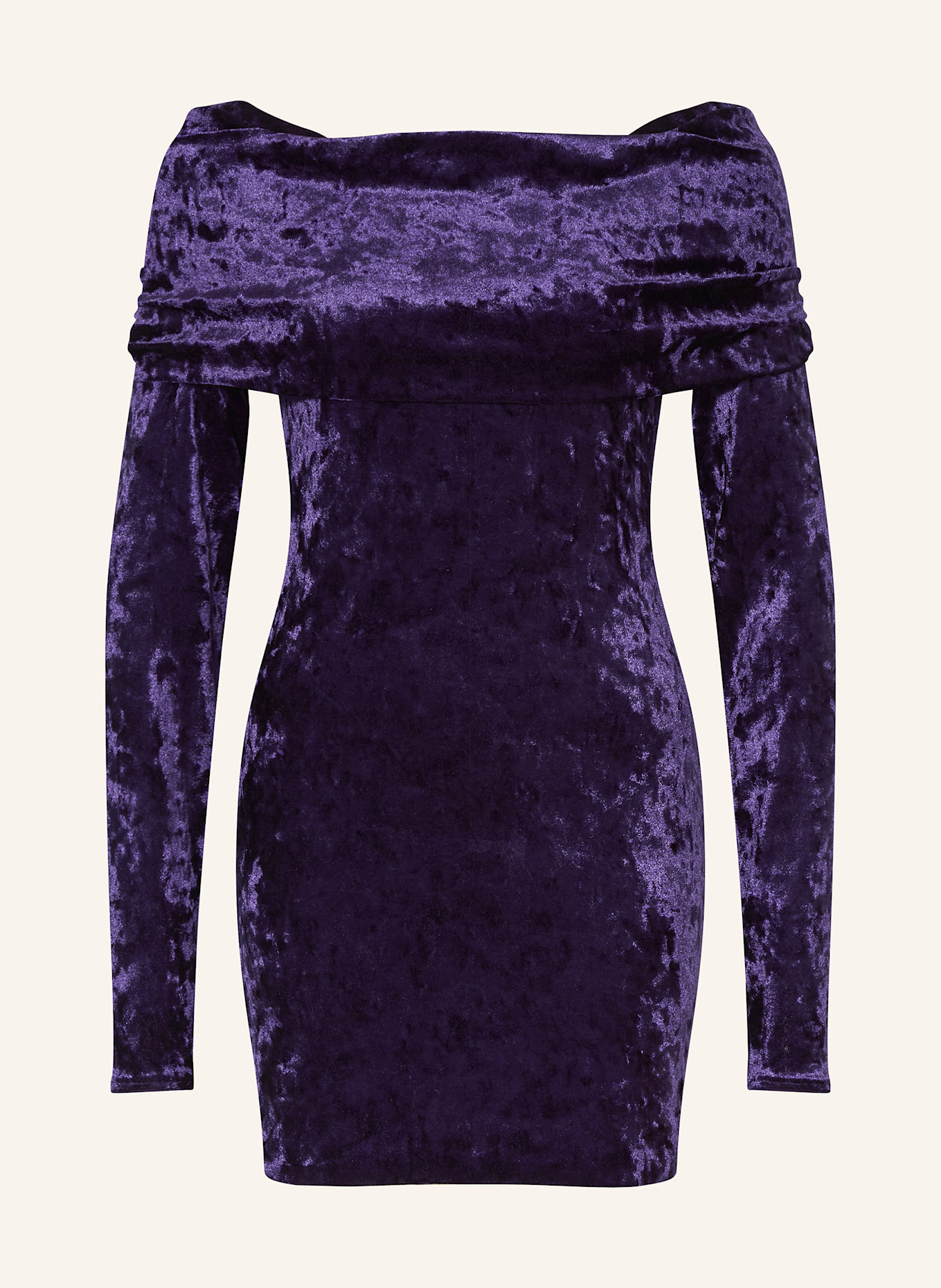 JUNE FRIDAYS Off-Shoulder-Kleid aus Samt: LILA