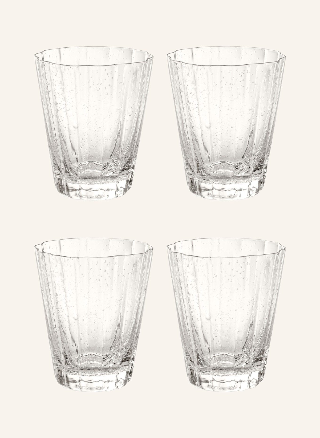 Westwing Collection 4er-Set Wassergläser SCALLOP: WEISS