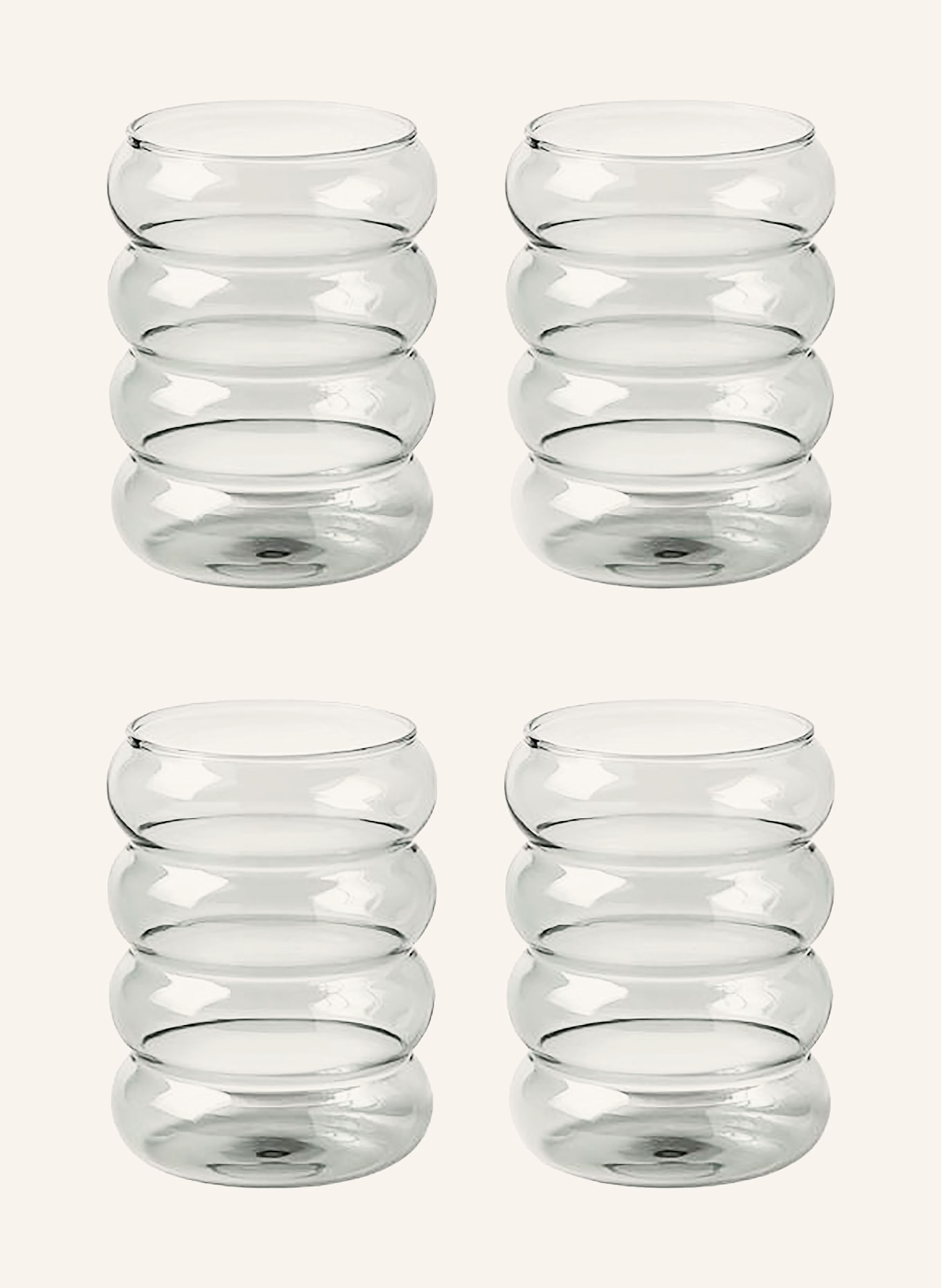 Westwing Collection 4er-Set Wassergläser BUBBLY: GRAU